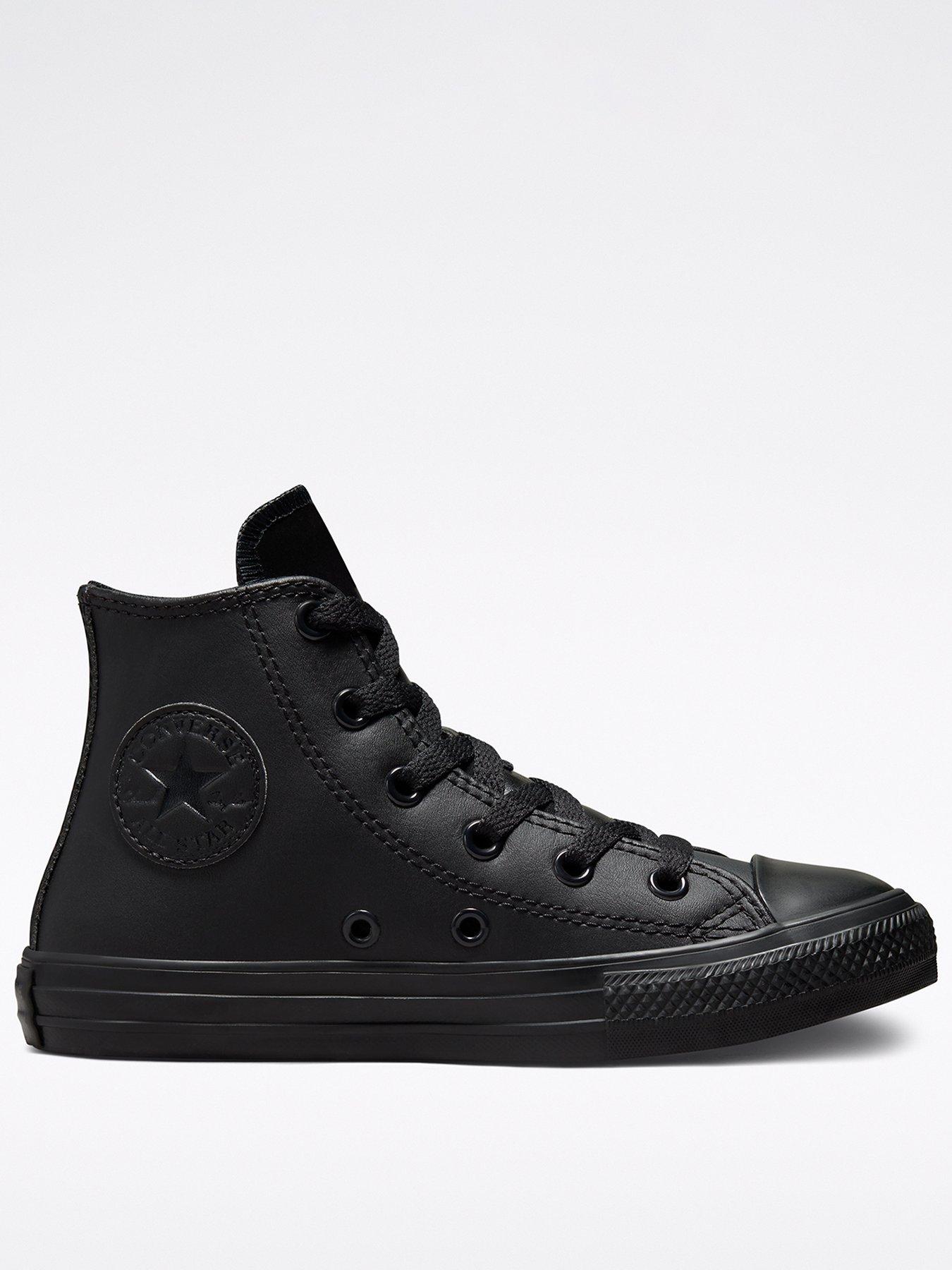 Converse Black All Star Hi Leather Trainers, Size: 2 , Schuh - Image 3