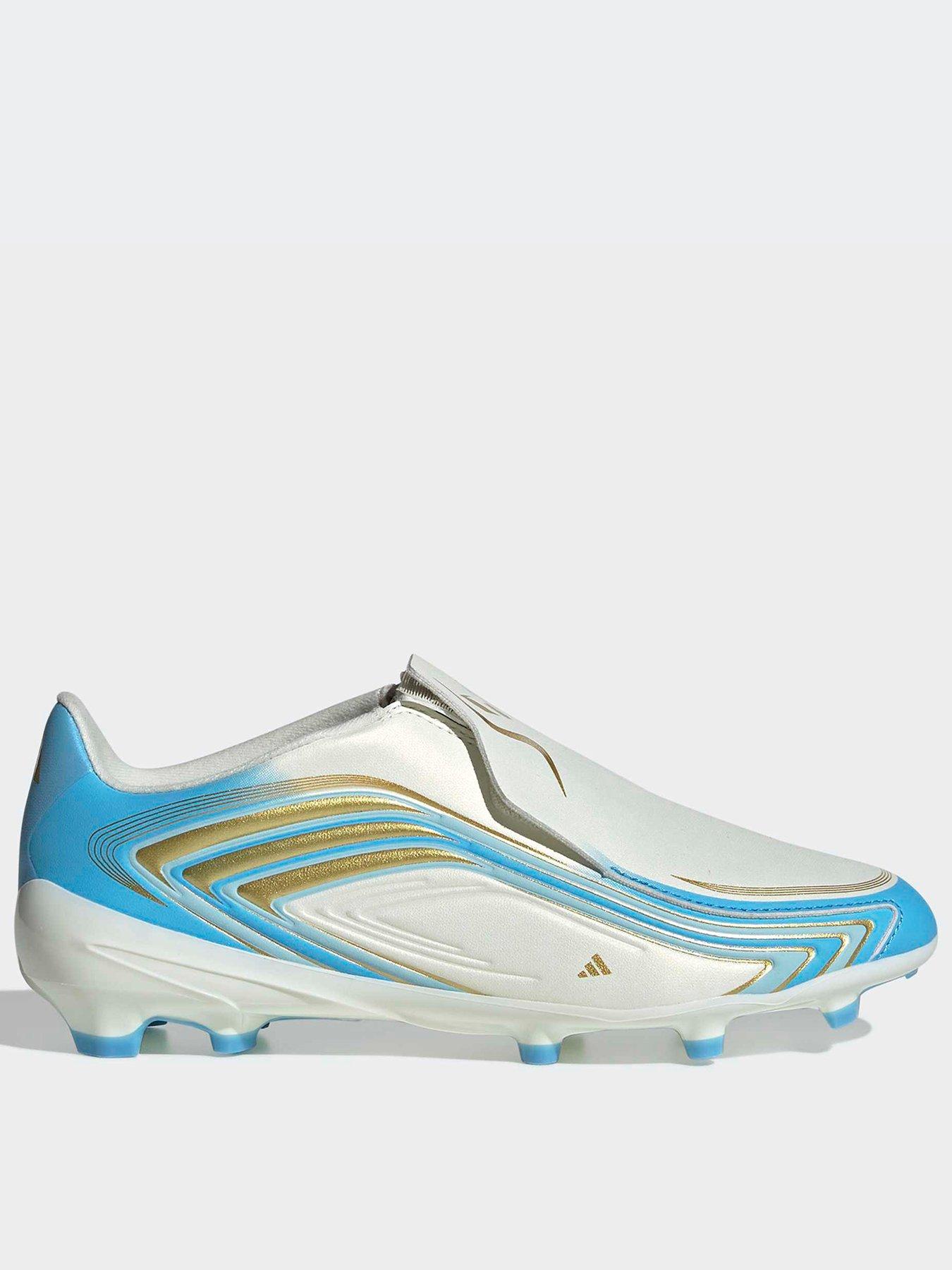 adidas Junior F50 Messi League Laceless Firm Ground Football Boots, White, Size 12 Younger