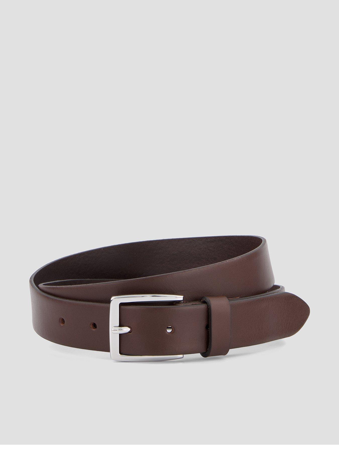 Jack & Jones Leather Rectangular Buckle Belt - Brown