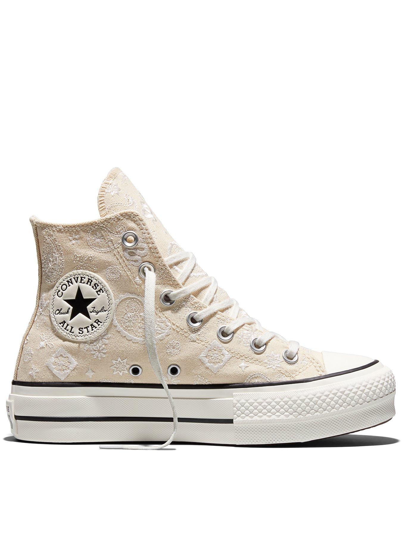 Converse Womens Chuck Taylor All Star Lift Hi Elevated Paisley Trainers - Cream