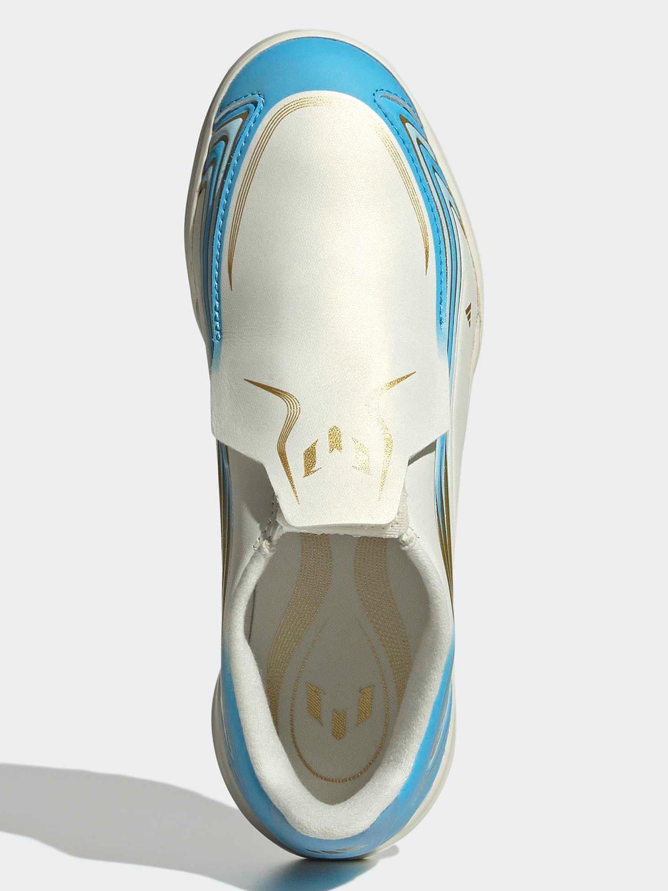 Image 4 of 7 of adidas Junior F50 Messi League Laceless Astro Turf Football Boots - White