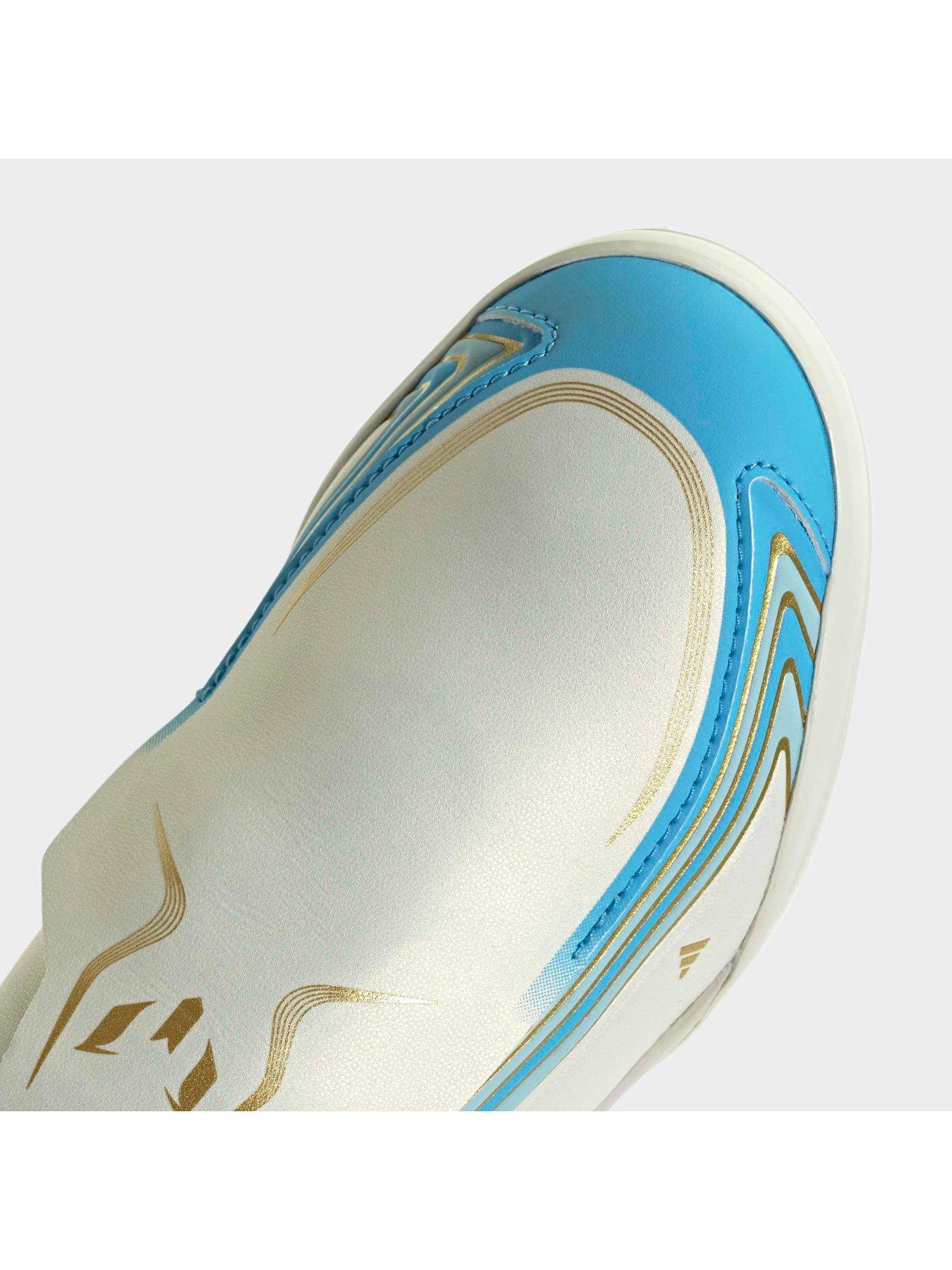 Image 7 of 7 of adidas Junior F50 Messi League Laceless Astro Turf Football Boots - White