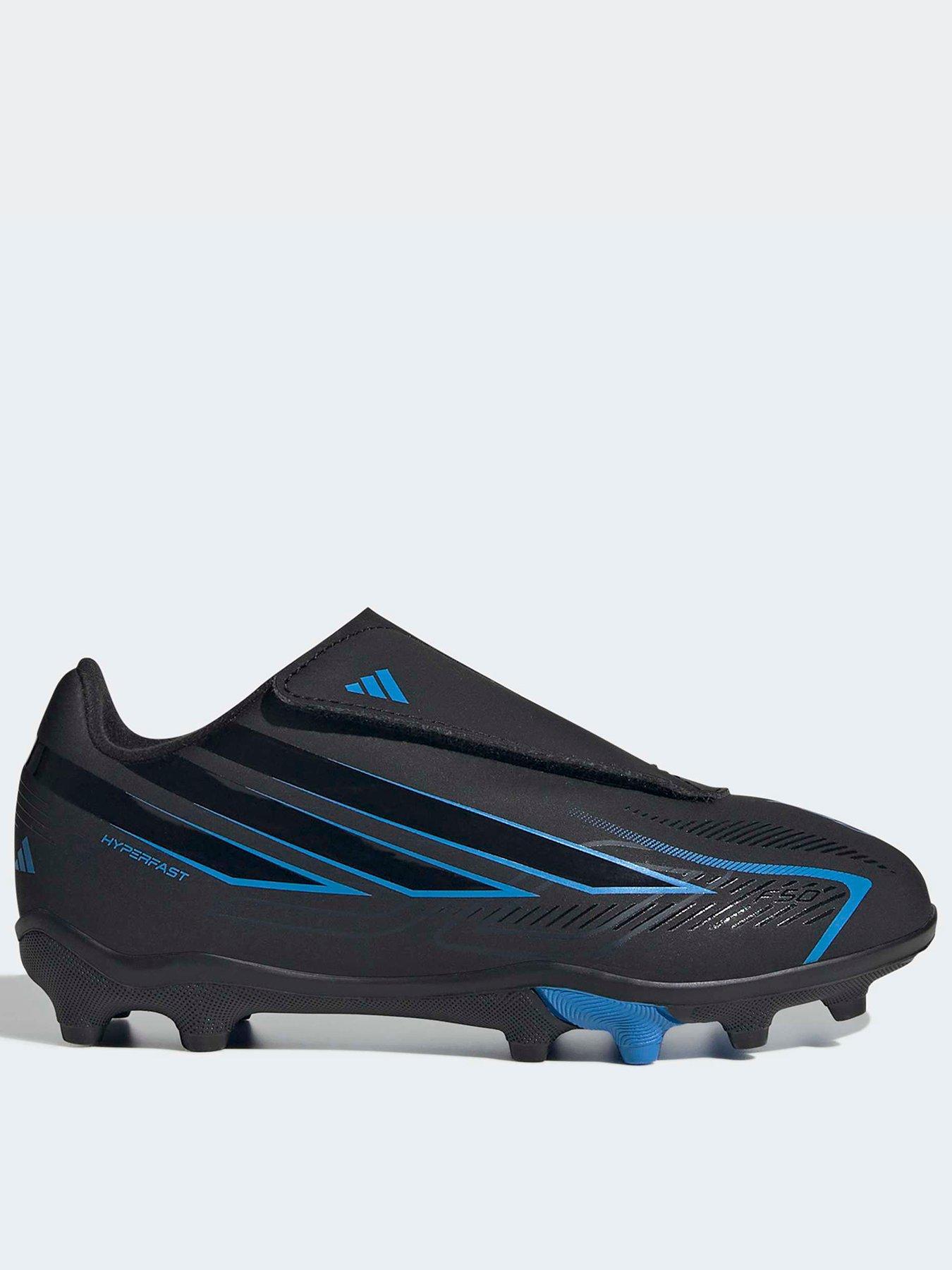 adidas Junior F50 Hyperfast Club Velcro Firm Ground Football Boots, Black, Size 7.5 Younger