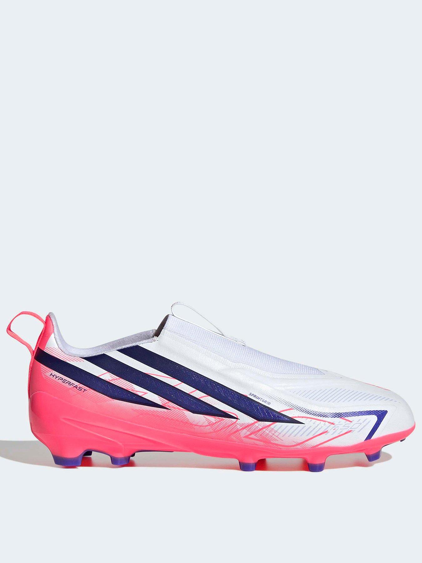 adidas Junior F50 Hyperfast League Laceless Firm Ground Football Boots - White