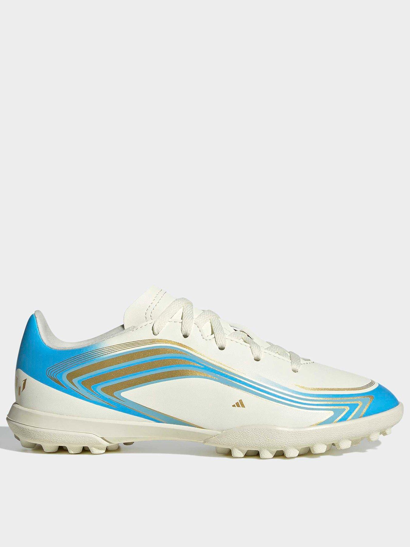 adidas Junior F50 Messi Club Astro Turf Football Boots, White, Size 3 Older
