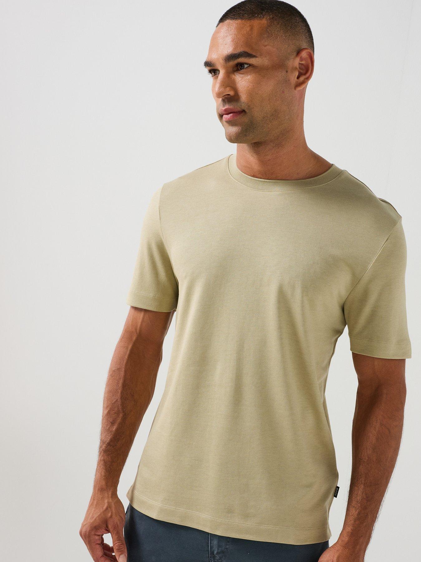 BOSS H-Thompson 205 Pique Tab Logo T-Shirt - Dark Beige