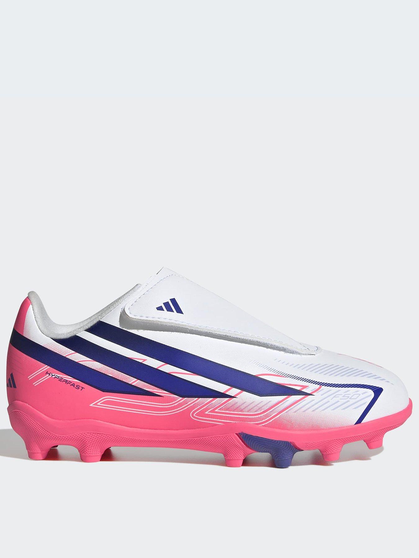 adidas Junior F50 Hyperfast Club No-LAce Firm Ground Football Boots, White, Size 7.5 Younger