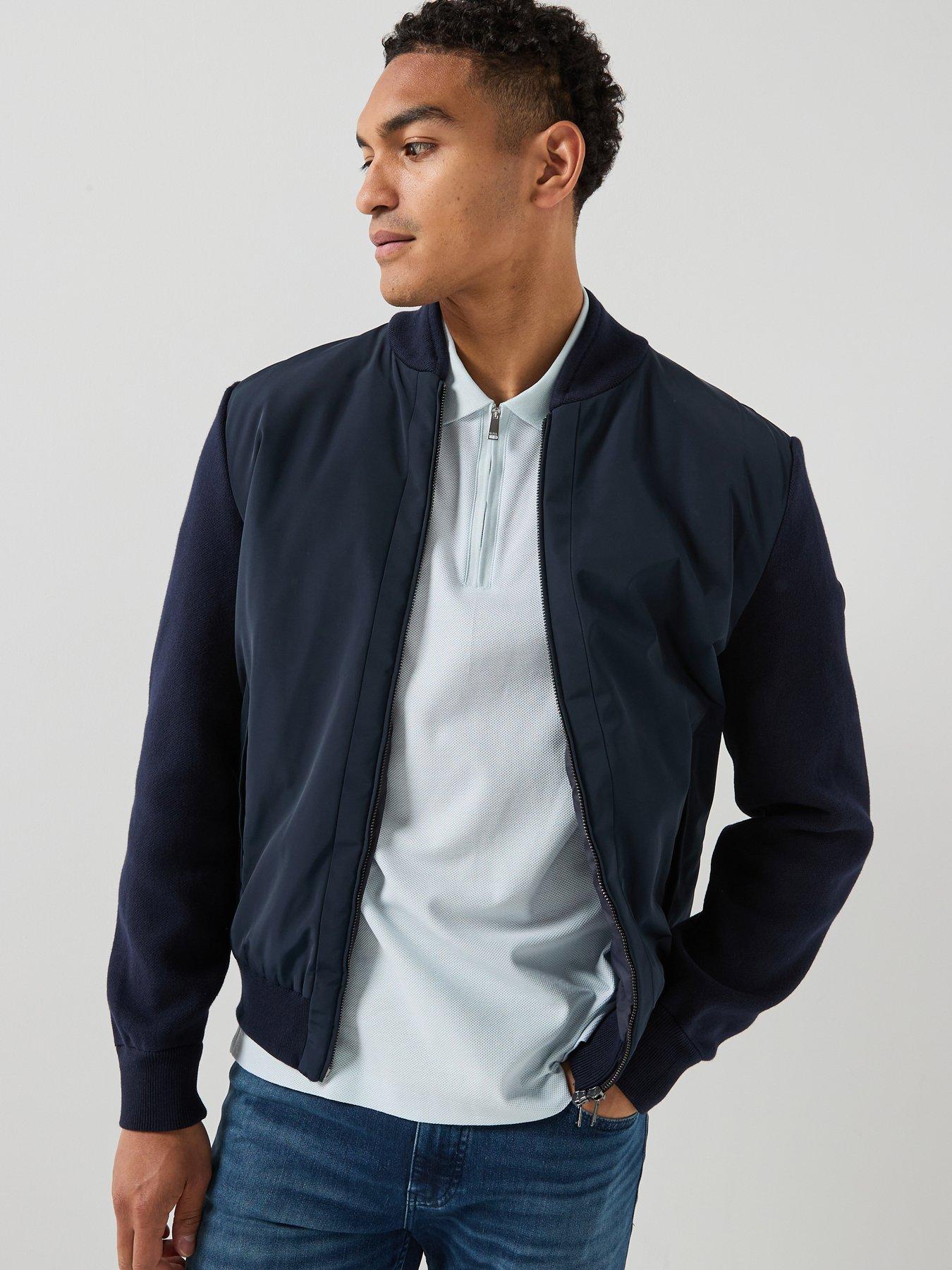 BOSS C-Levaio Mix Media Hybrid Jacket, Dark Blue, Size Xl, Men