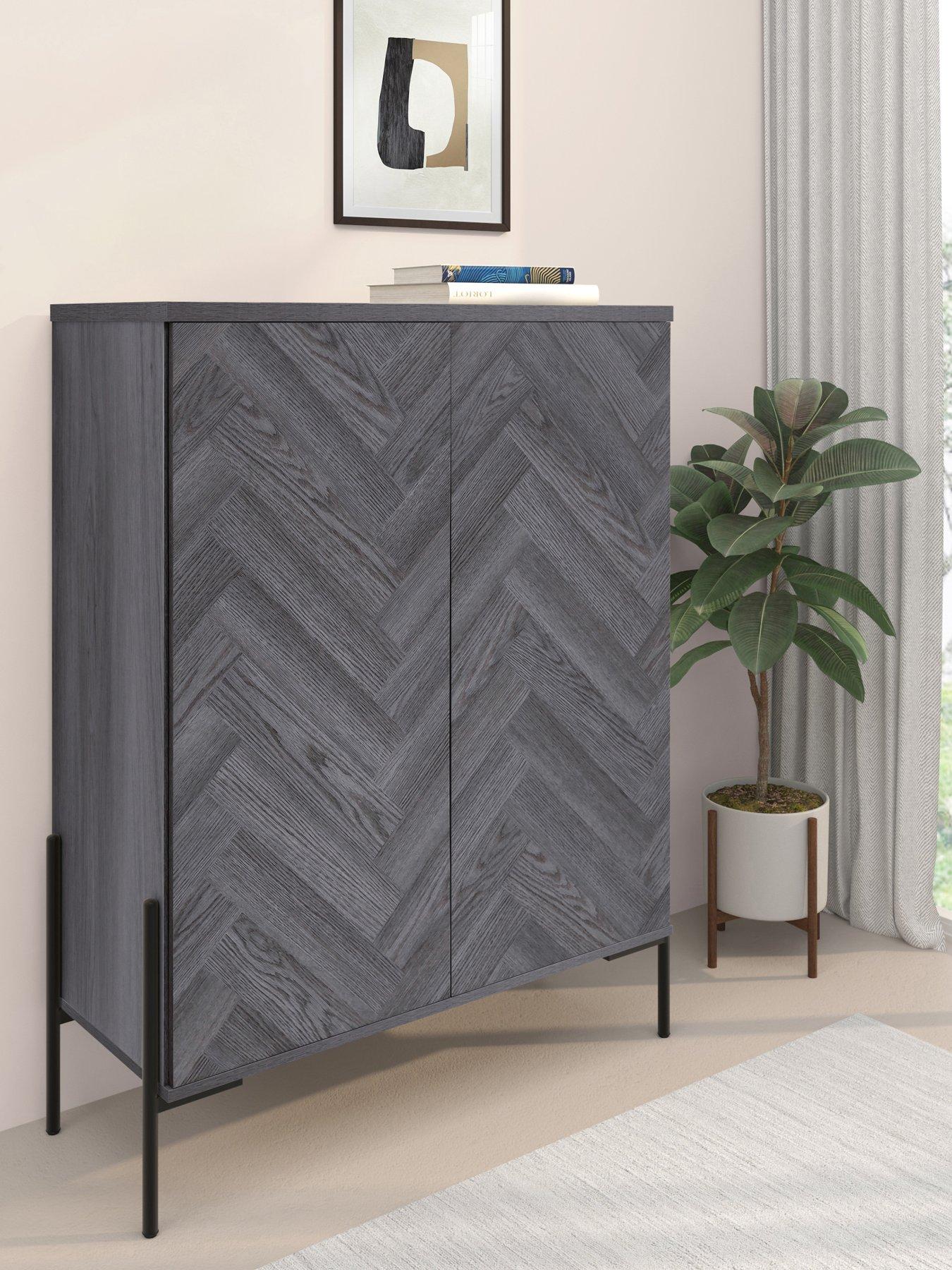 Cosmoliving By Cosmopolitan Charlene 2 Door Cabinet- Grey Oak