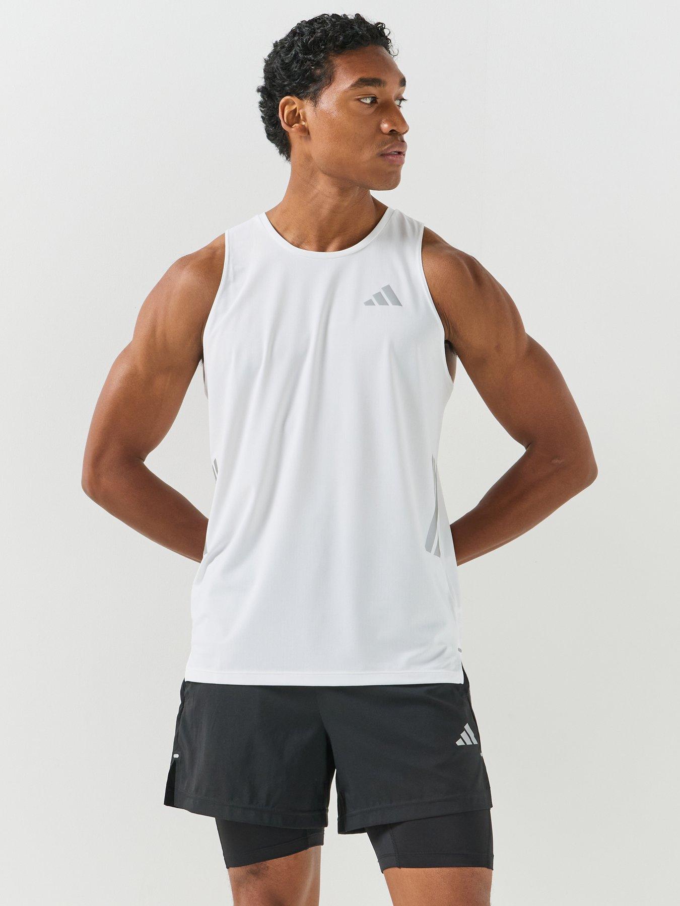 adidas Mens Running Adi365 Iconic Stripes Tank - White