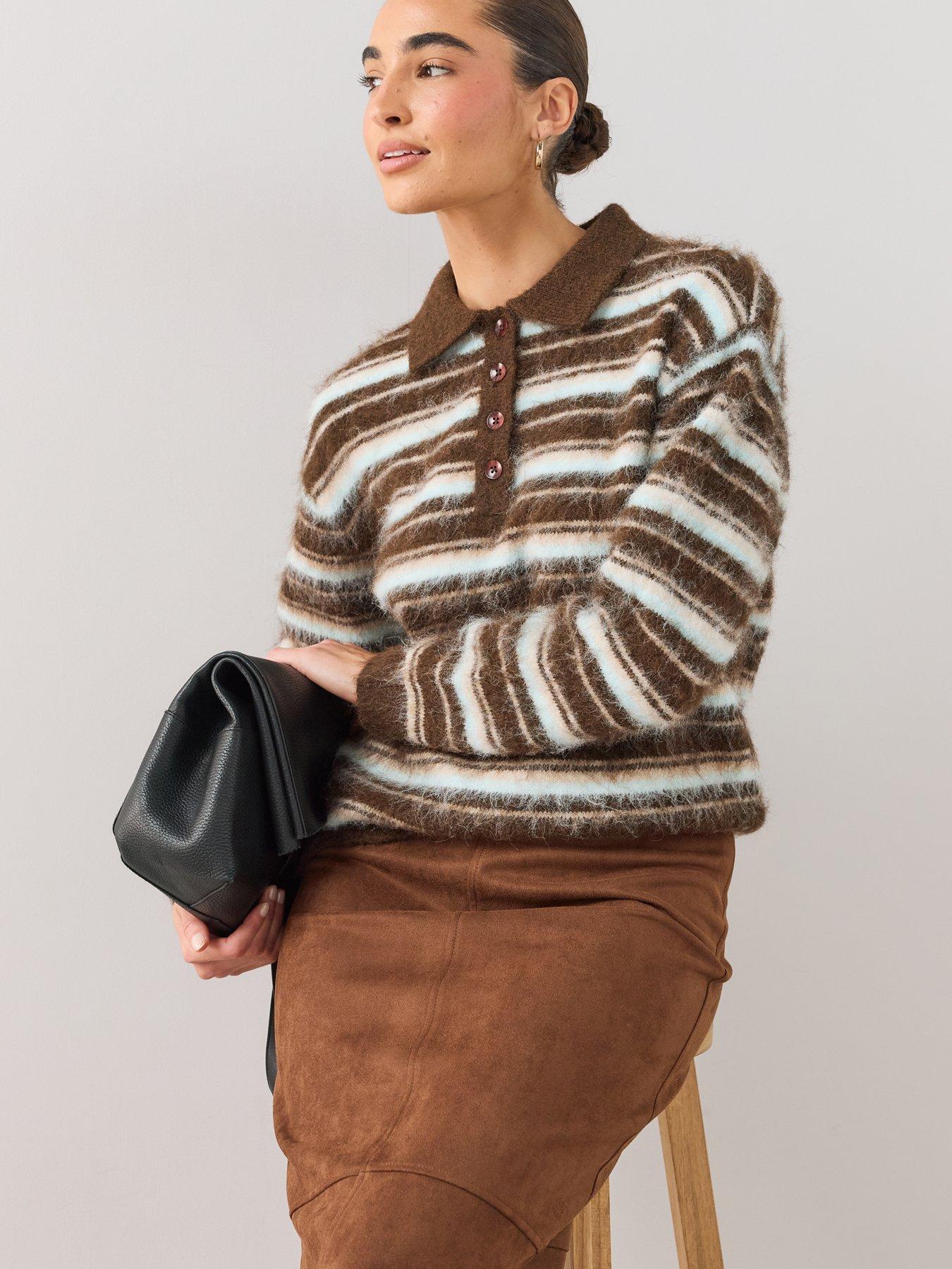 Image 5 of 7 of The Very Collection Suede Pencil Midi Skirt - Brown