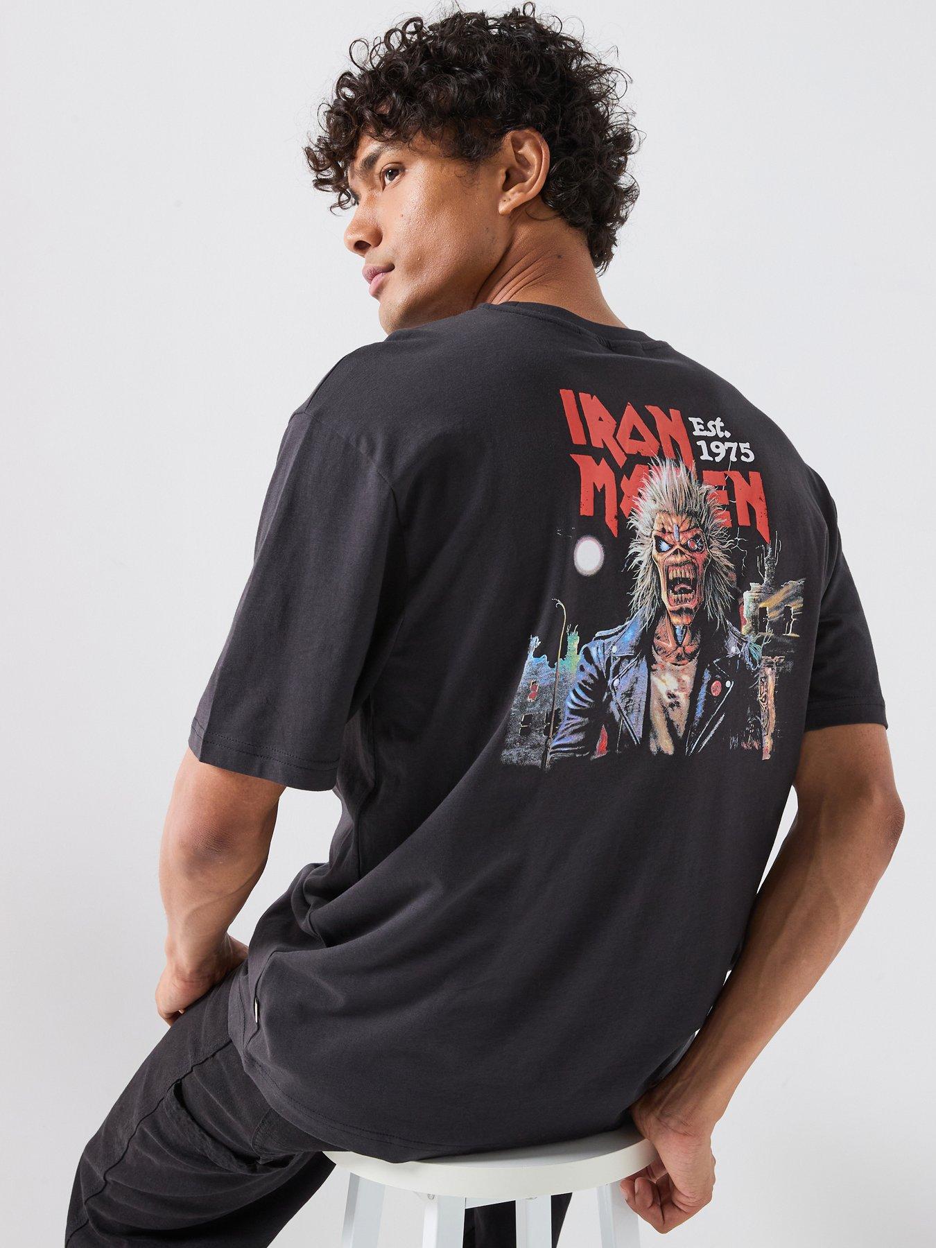 ONLY & SONS Only &Sons Iron Maiden T-Shirt, Jet Black, Size Xl, Men