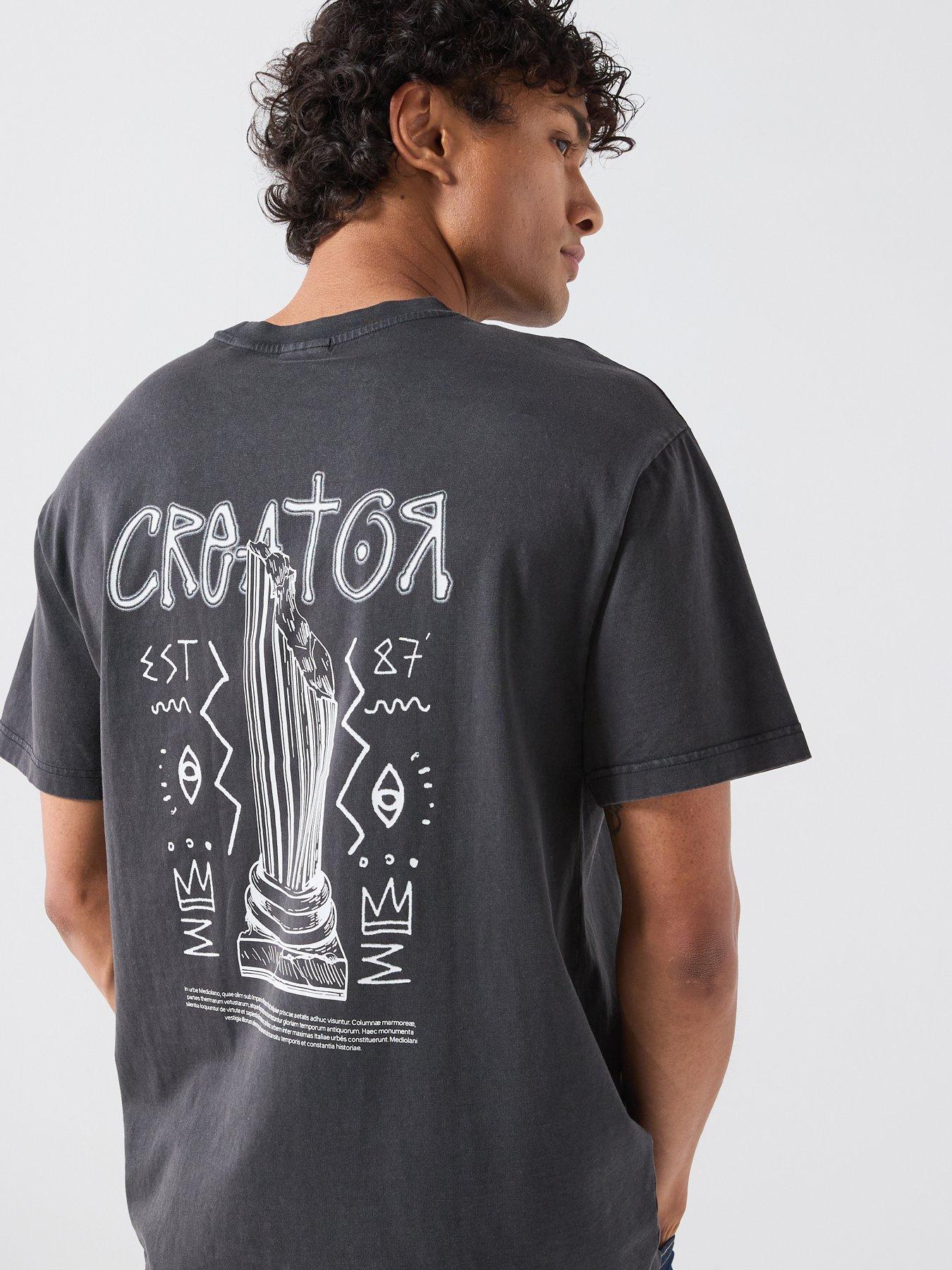 Image 5 of 6 of ONLY & SONS Fred Creative Washed T-Shirt - Black
