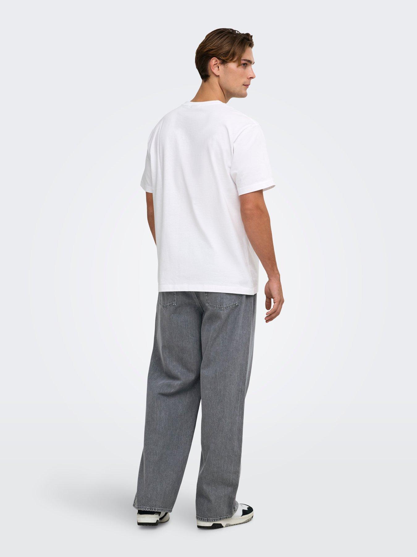 Image 2 of 5 of ONLY & SONS Mens Remi Loose Fit Medium Grey Denim Jeans - Grey