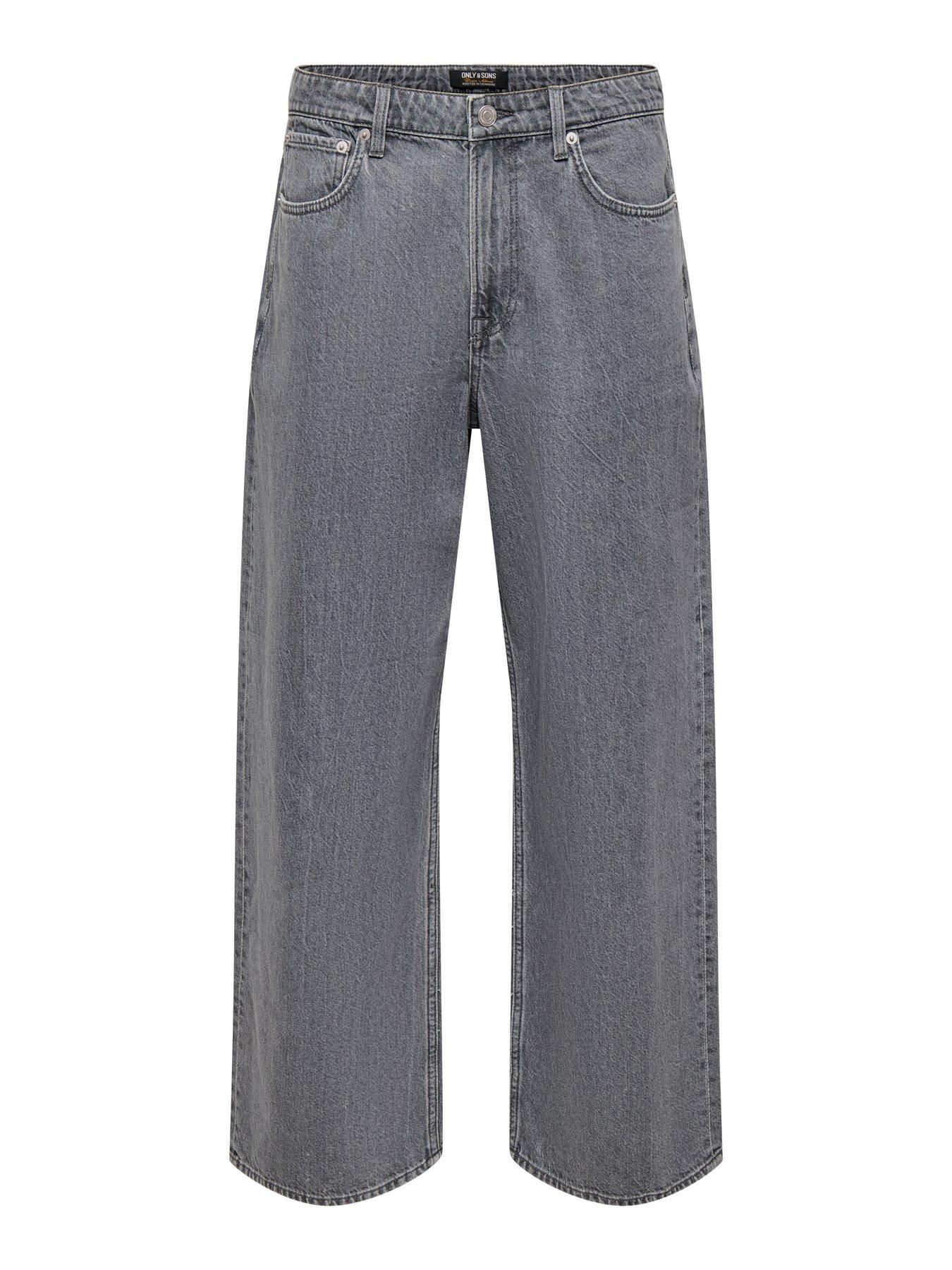 Image 5 of 5 of ONLY & SONS Mens Remi Loose Fit Medium Grey Denim Jeans - Grey