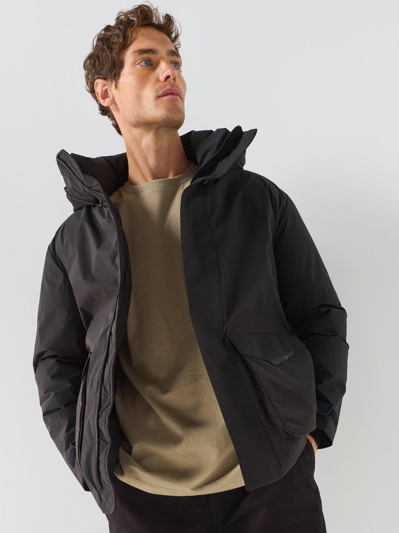ONLY & SONS Mens Hooded Padded Technical Jacket, Black, Size S, Men