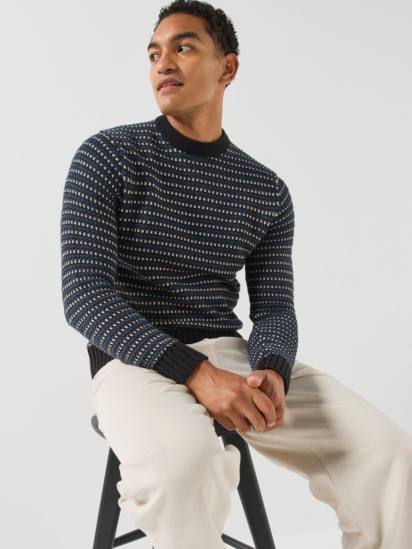 Image 4 of 5 of ONLY & SONS Mens Rofus Long Sleeve Knitted Crew Jumper - Black