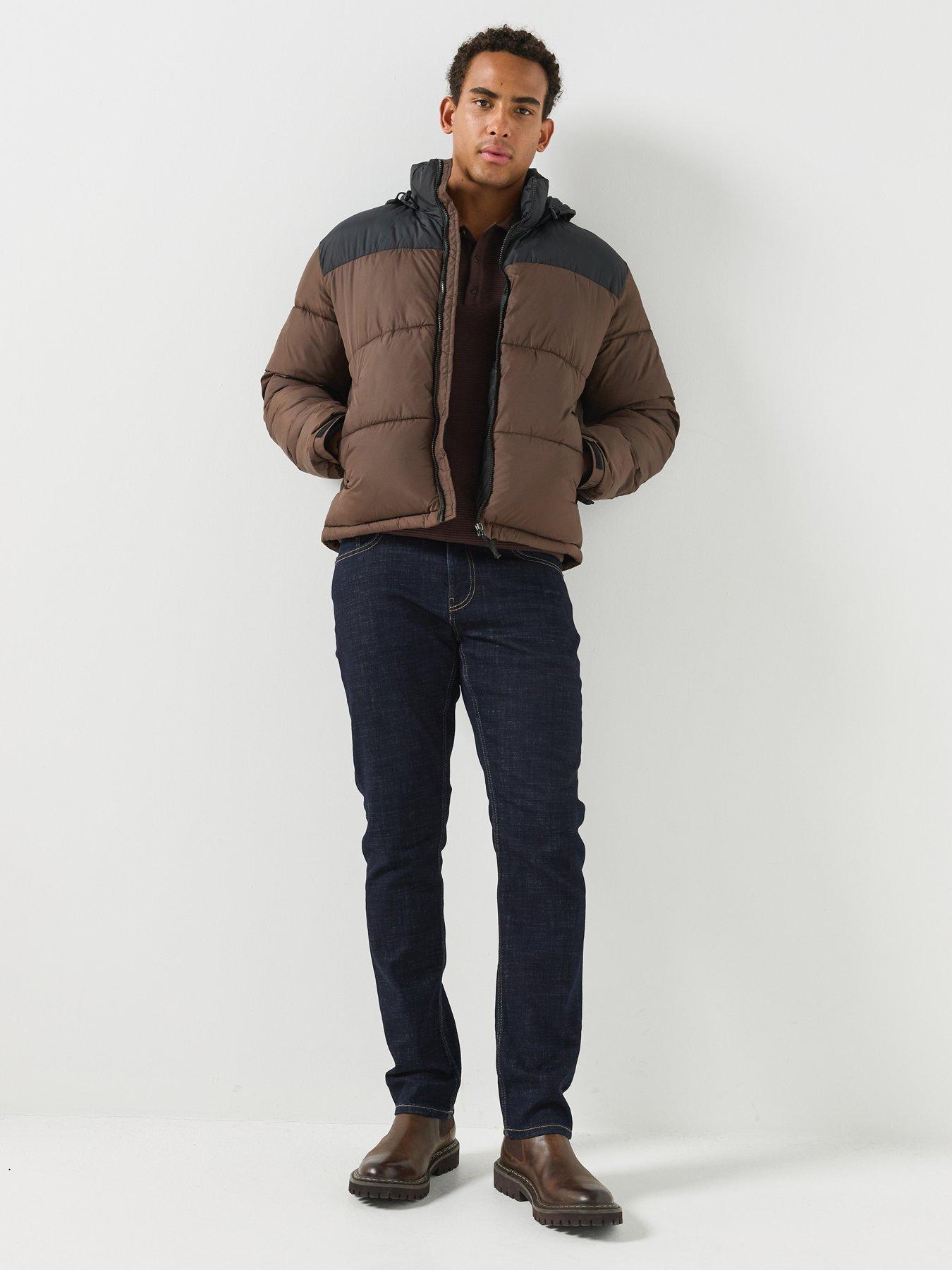 Image 3 of 6 of ONLY & SONS Mens Maverick Padded Hooded Puffer Jacket - Brown