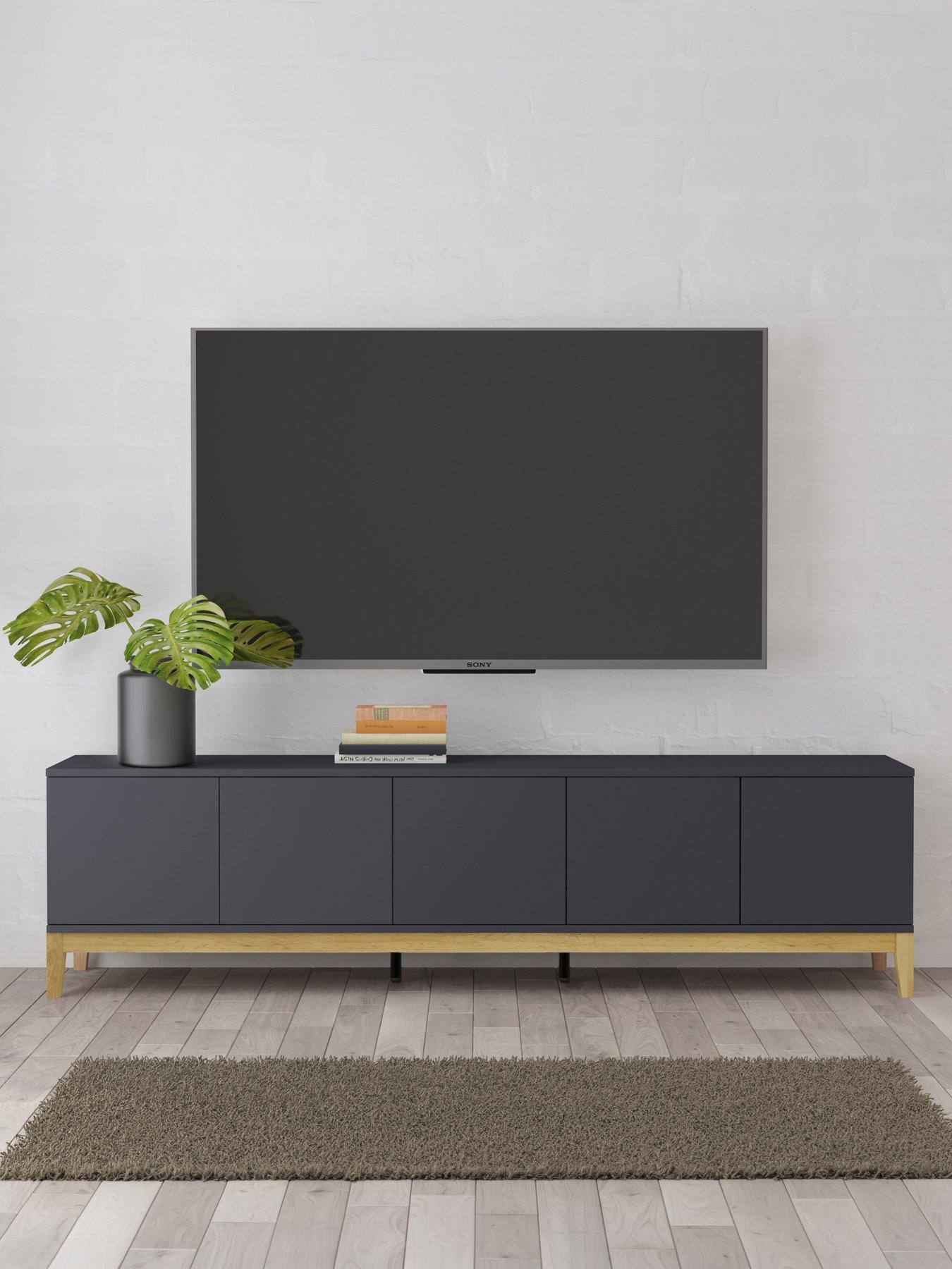 Image 1 of 7 of Dorel Home Pelle 5 Door Tv Unit - Grey