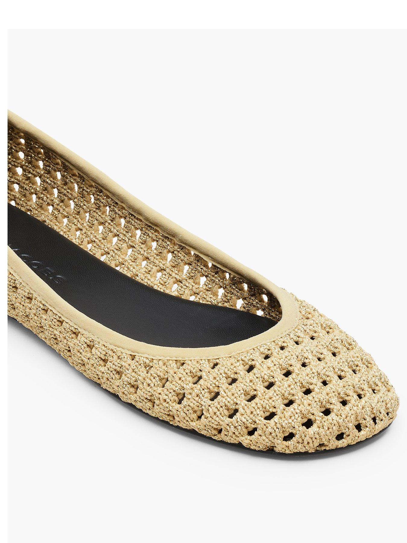Image 3 of 5 of MARC JACOBS The Logo Ribbon Ballerina Flat Shoes - Gold