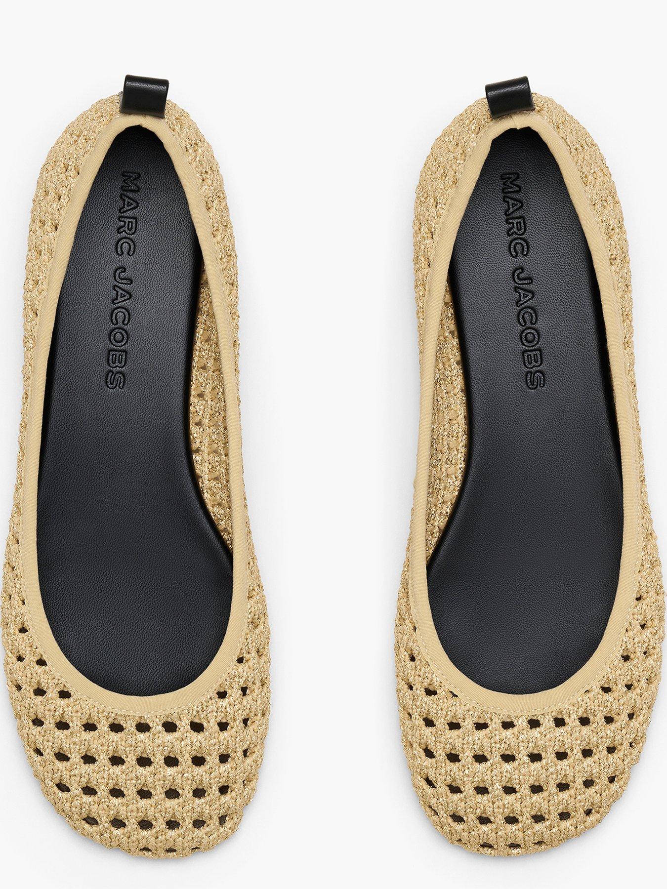 Image 4 of 5 of MARC JACOBS The Logo Ribbon Ballerina Flat Shoes - Gold