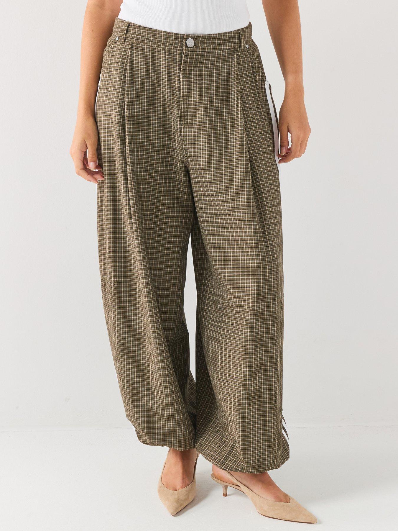 Image 1 of 6 of adidas Originals Womens Check Loose Track Trousers - Green