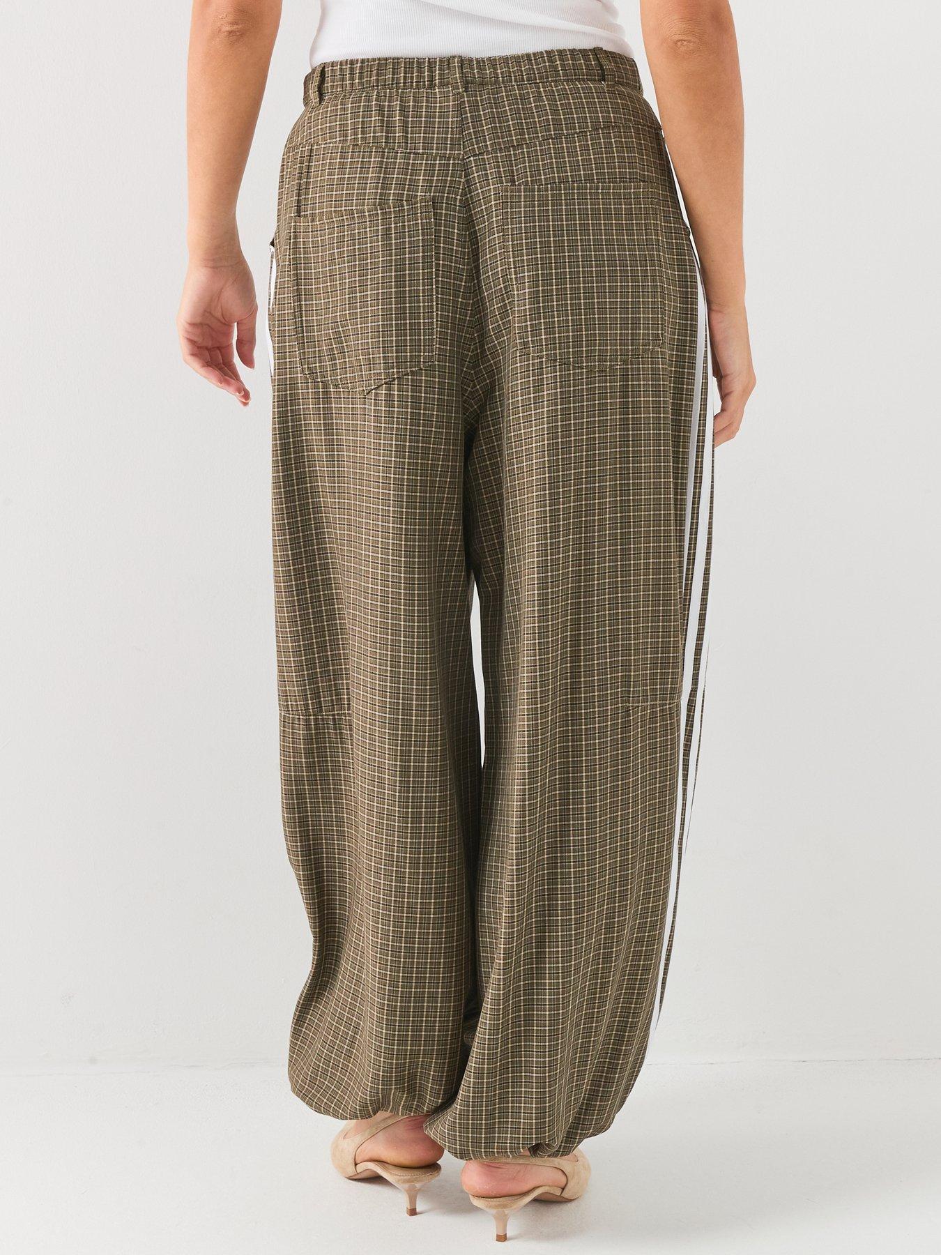 Image 2 of 6 of adidas Originals Womens Check Loose Track Trousers - Green