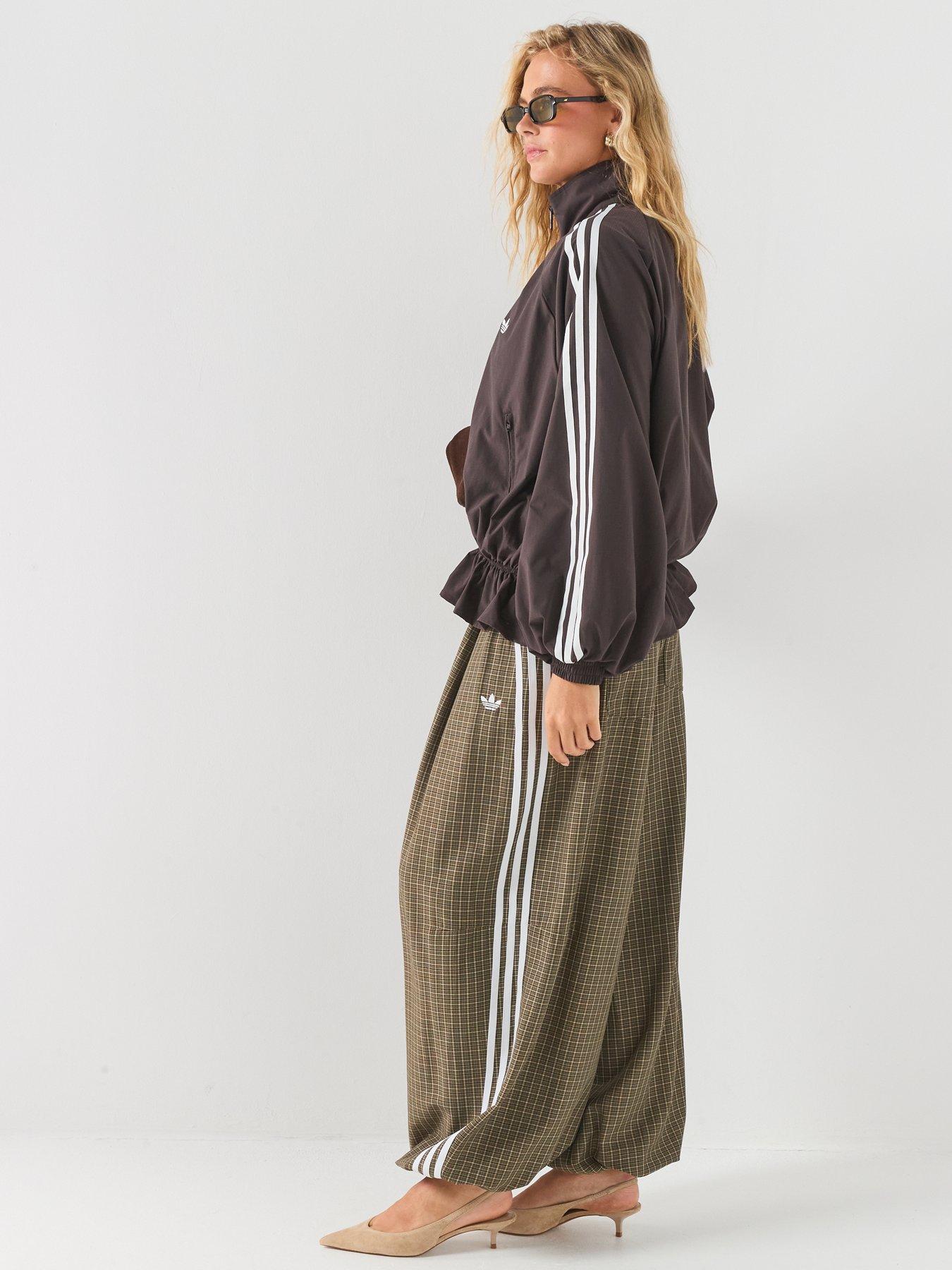 Image 4 of 6 of adidas Originals Womens Check Loose Track Trousers - Green