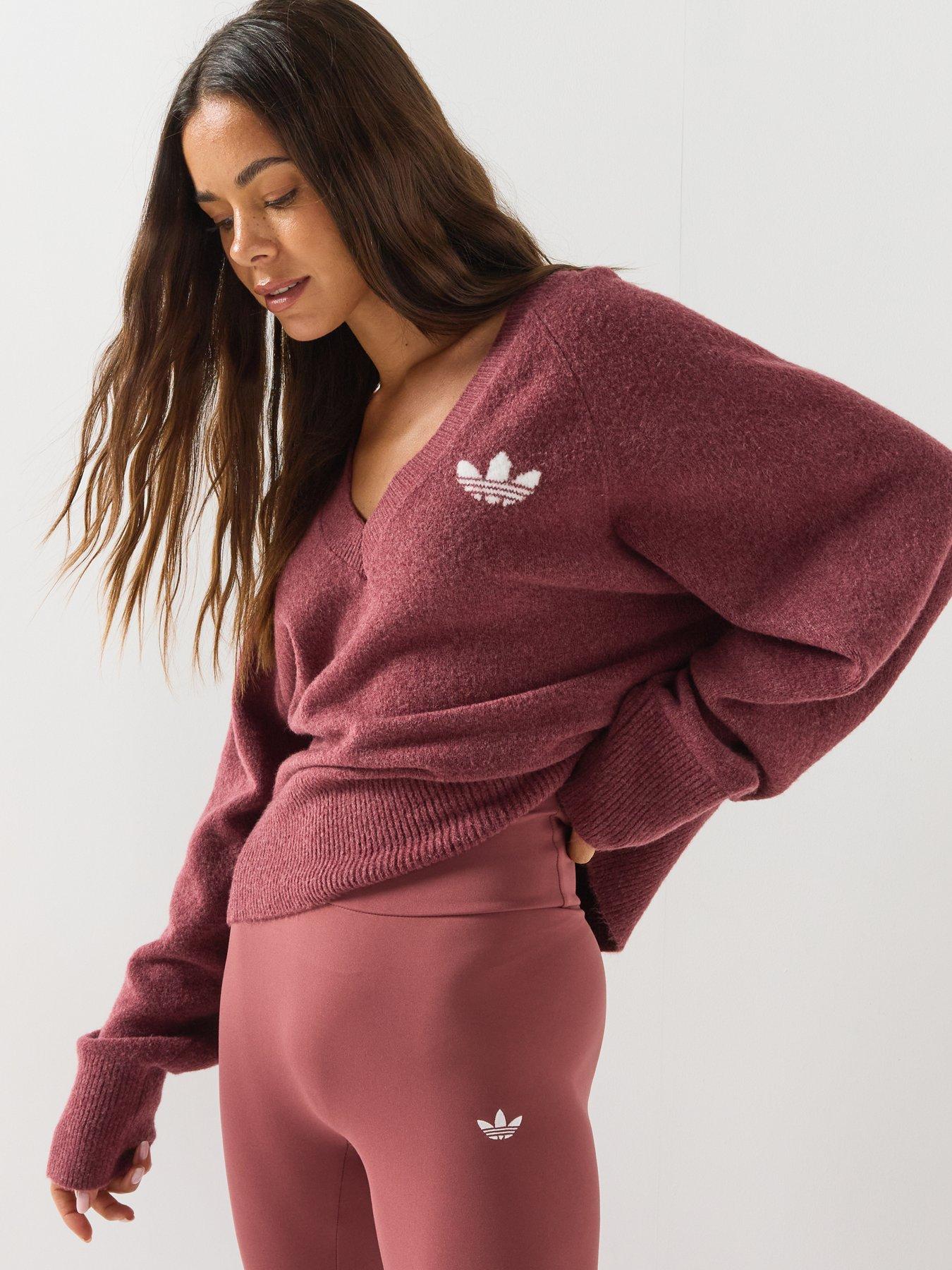 Image 4 of 5 of adidas Originals Womens Essential Knit Crew Jumper - Burgundy