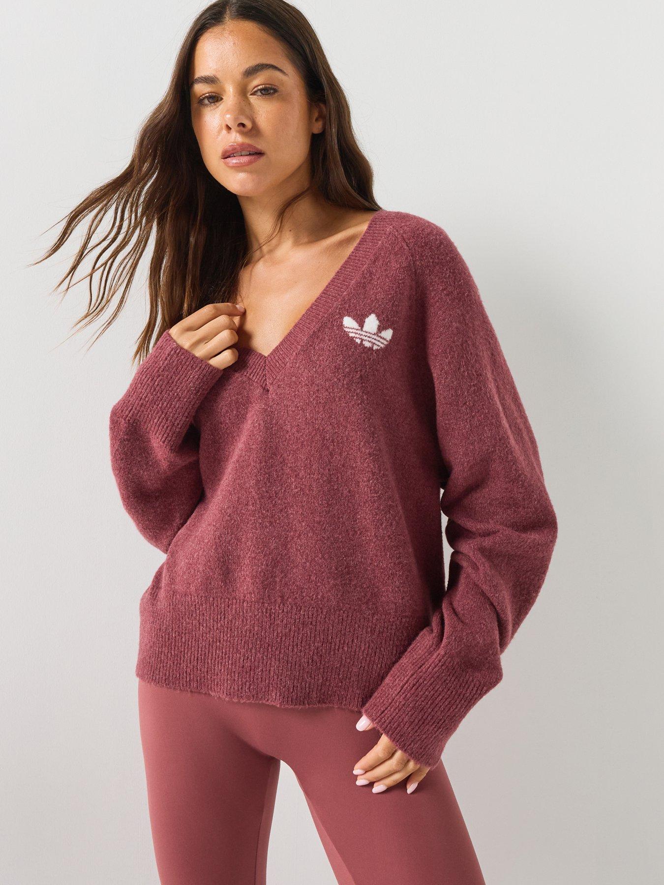 Image 5 of 5 of adidas Originals Womens Essential Knit Crew Jumper - Burgundy