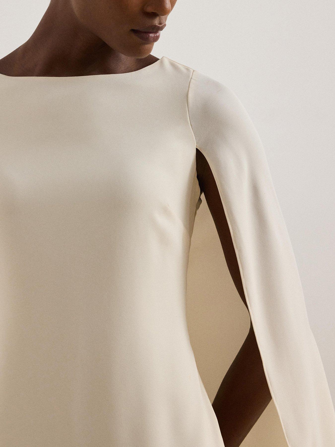 Image 4 of 4 of Lauren by Ralph Lauren Cape Georgette Cocktail Dress - Mascarpone Cream