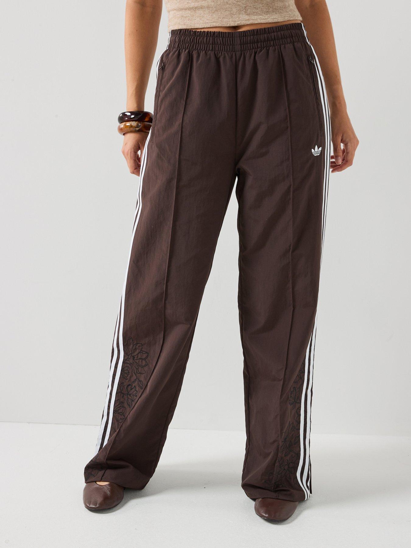 adidas Originals Womens Flower Embriodered Firebird Loose Track Pants - Brown