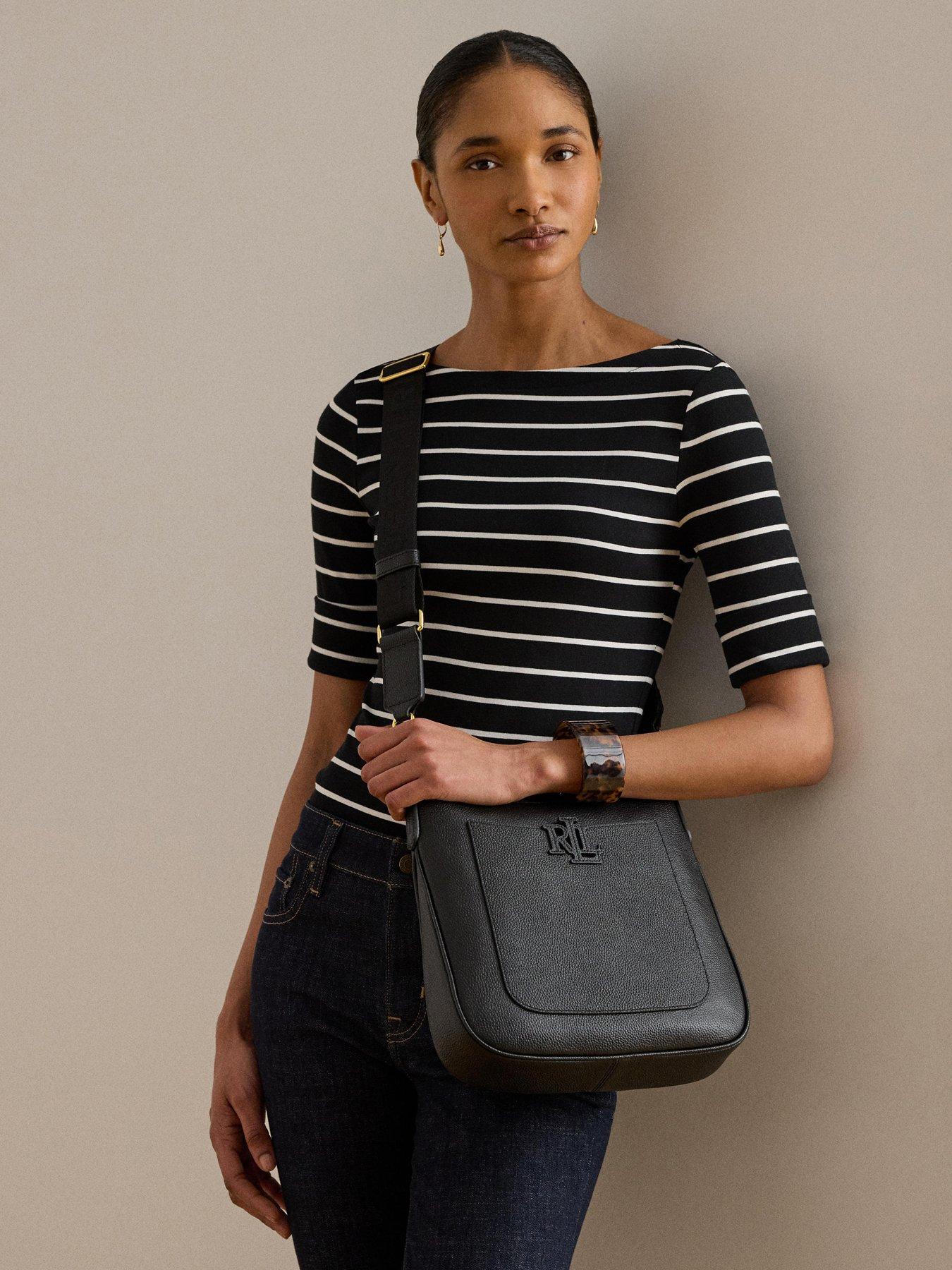 Image 1 of 4 of Lauren by Ralph Lauren Pebbled Leather Small Cameryn Crossbody - Black