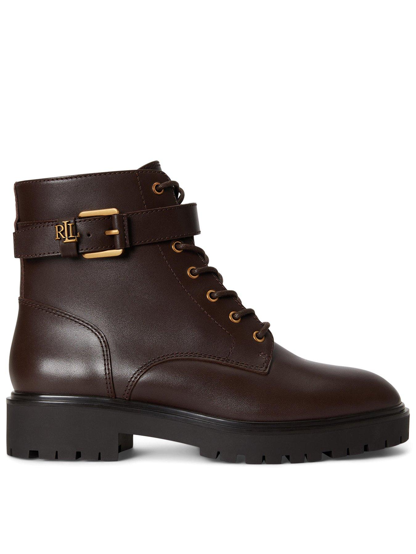 Lauren by Ralph Lauren Allyson Calfskin Logo Keeper Bootie - Brown