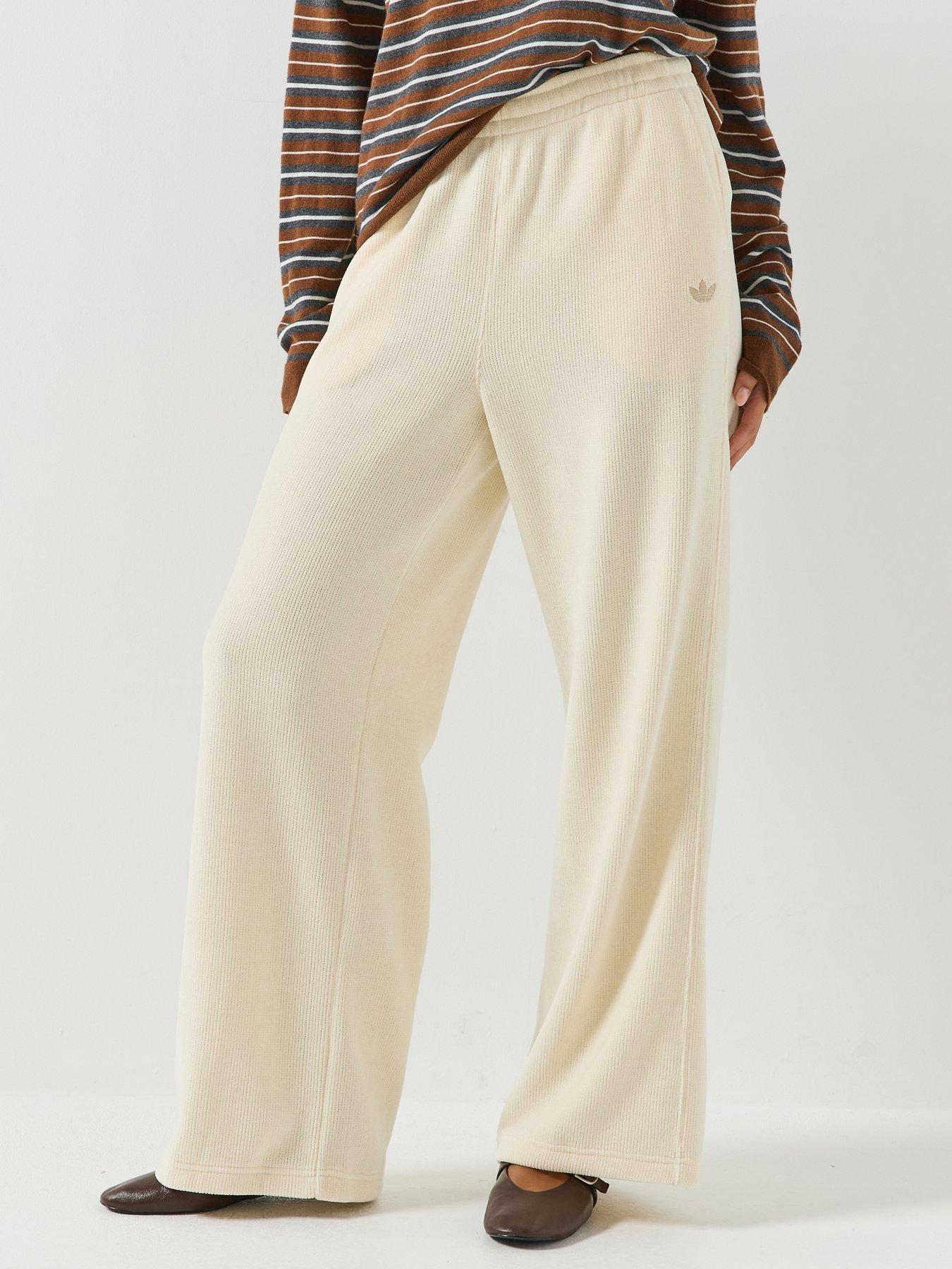 Image 1 of 6 of adidas Originals Womens Chenille Wide Leg Pants - Cream