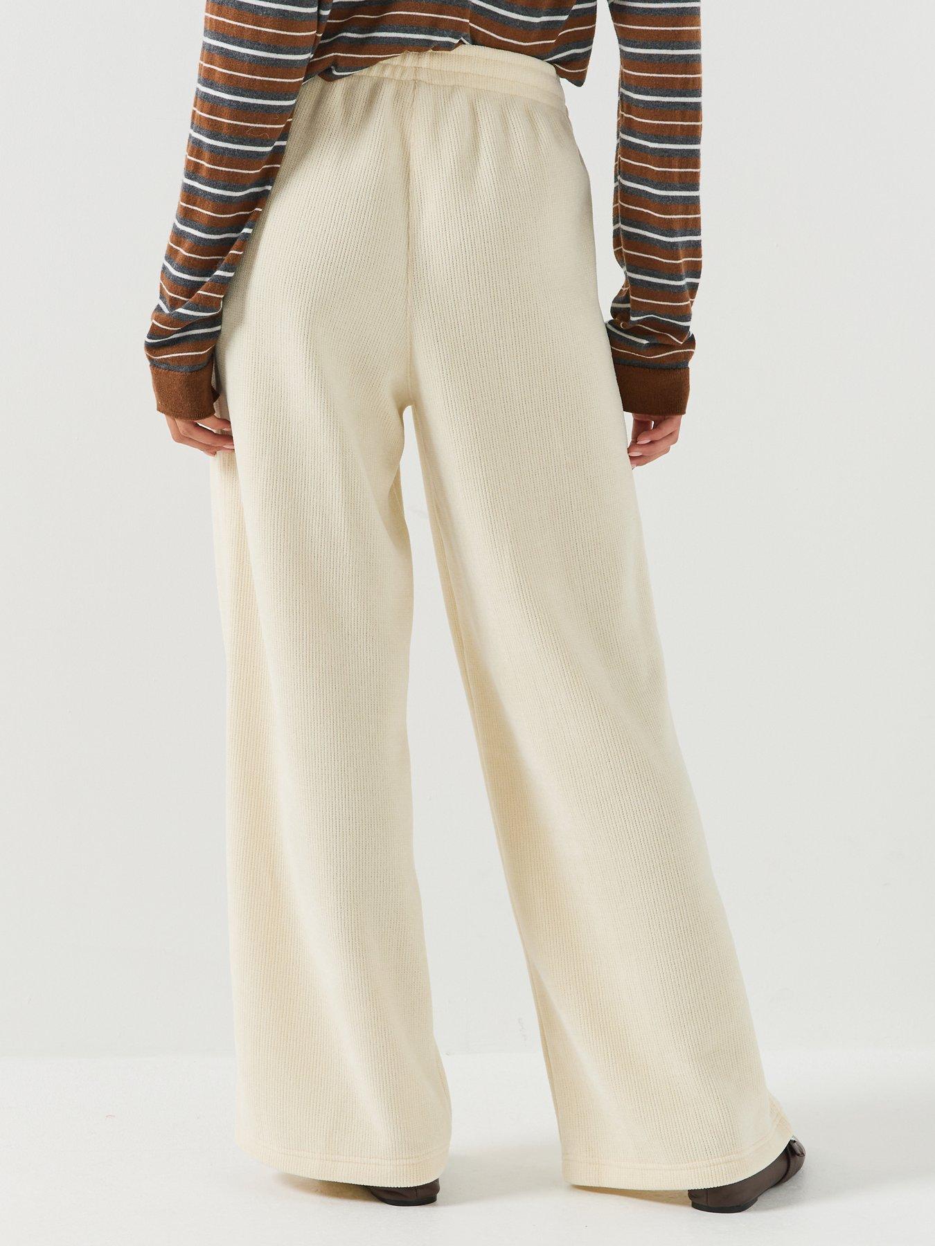 Image 2 of 6 of adidas Originals Womens Chenille Wide Leg Pants - Cream