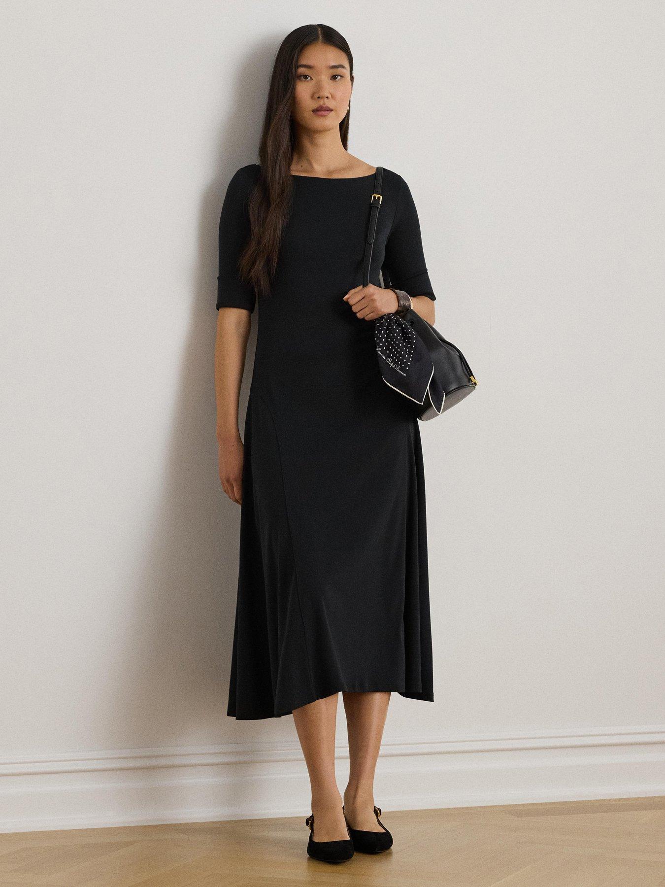 Lauren by Ralph Lauren Rib-Knit Stretch Cotton Midi Dress - Black