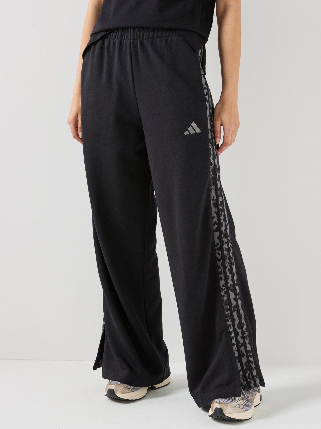 adidas Sportswear Womens Essentials Animal Print 3 Stripe Pants - Black