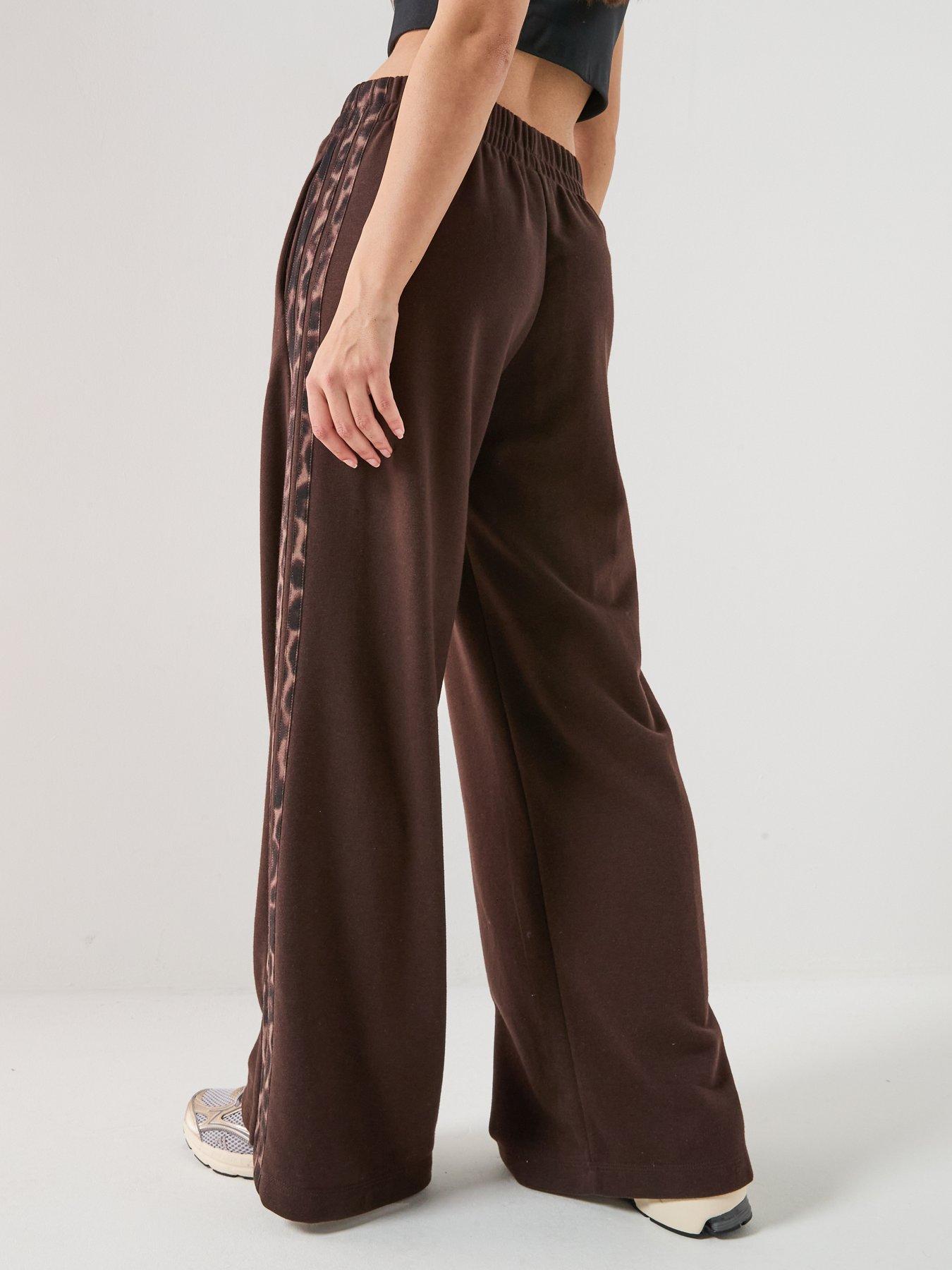 Image 2 of 5 of adidas Sportswear Womens Essentials Animal Print 3 Stripe Pants - Brown