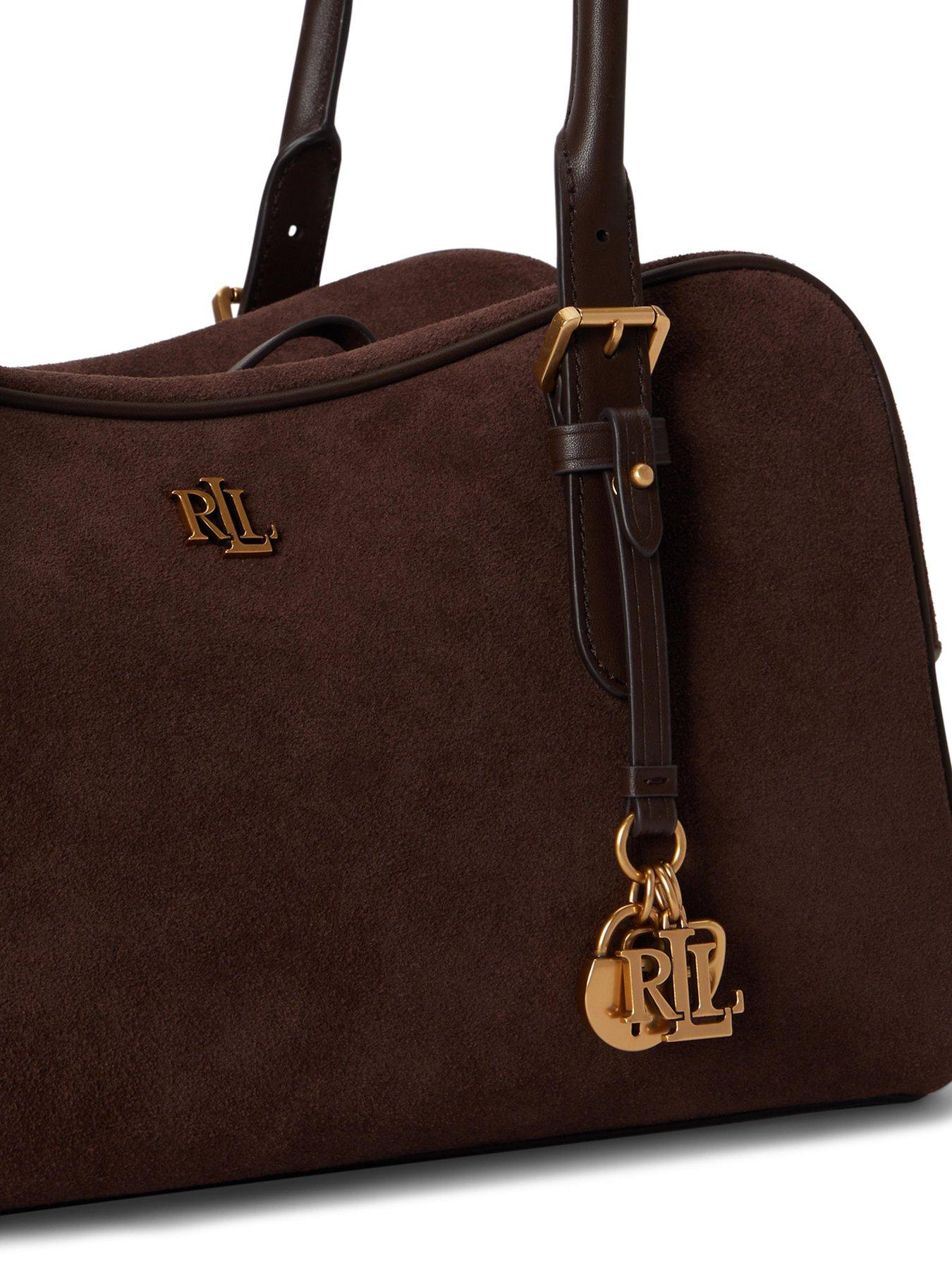 Image 5 of 6 of Lauren by Ralph Lauren Suede Large Marcy Zip Satchel - Brown