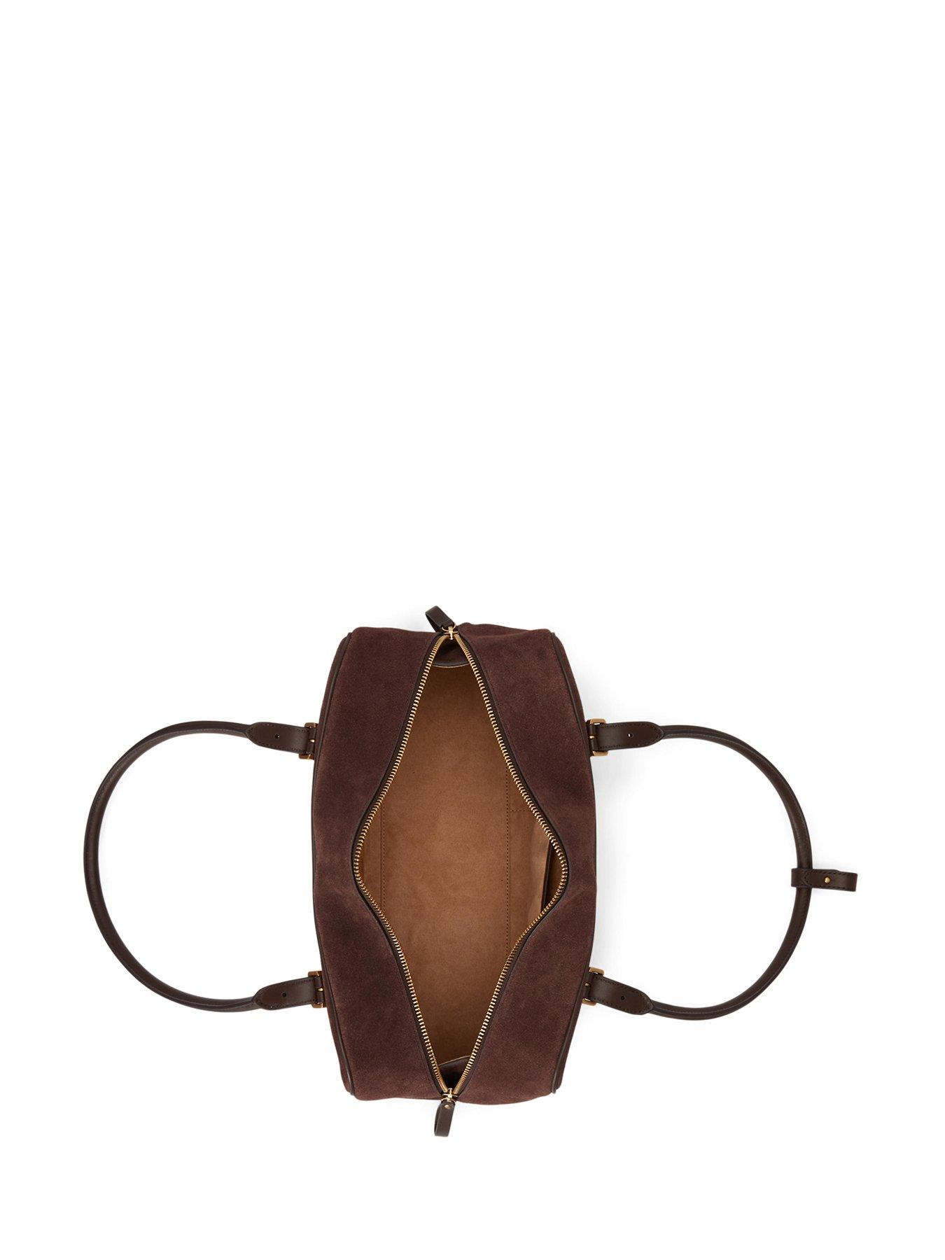 Image 6 of 6 of Lauren by Ralph Lauren Suede Large Marcy Zip Satchel - Brown