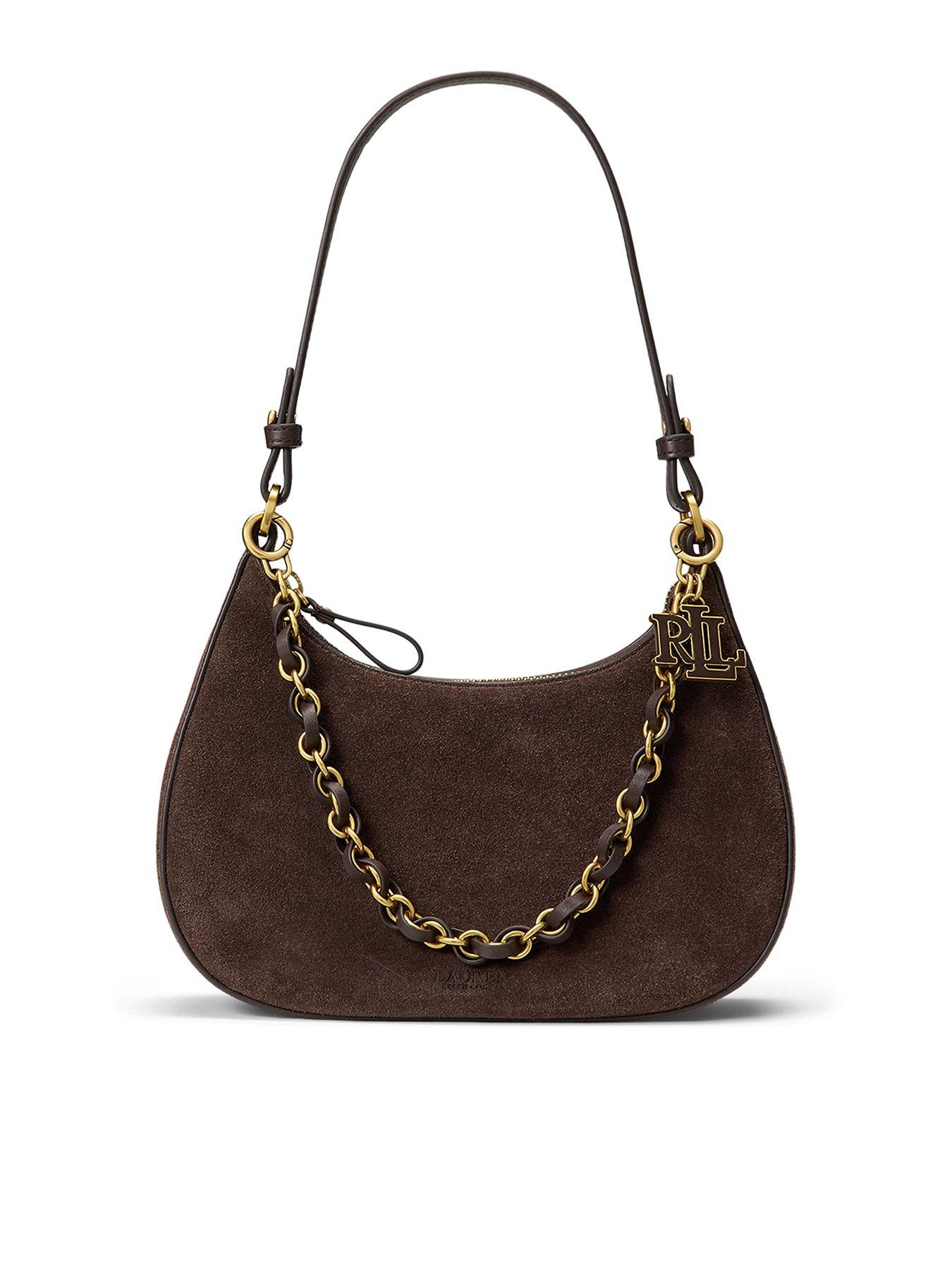 Lauren By Ralph Lauren Suede Medium Marcy Zip Shoulder Bag - Brown
