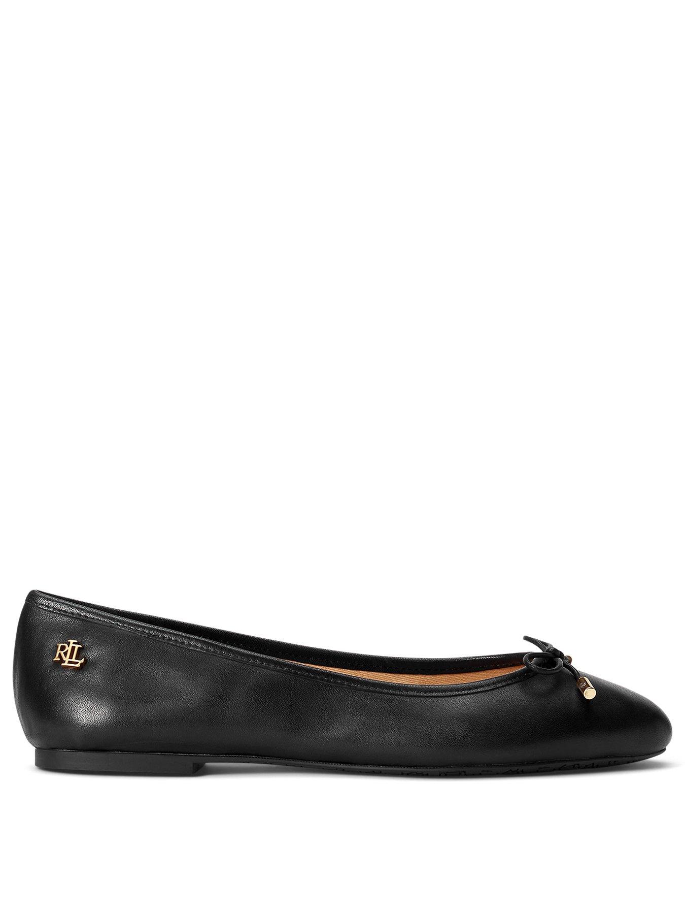 Image 2 of 5 of Lauren by Ralph Lauren Jayna Leather Flats - Black