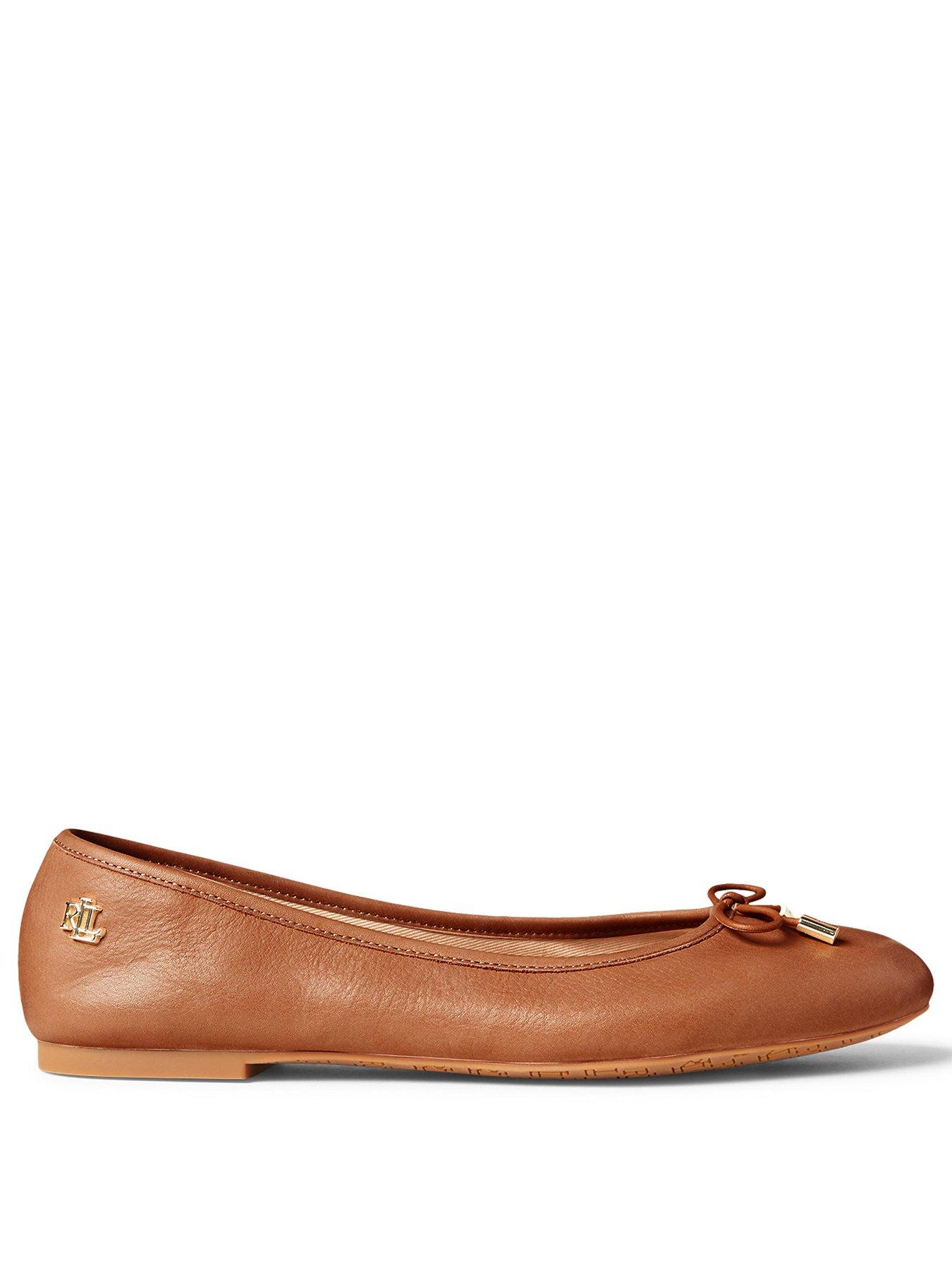 Image 2 of 5 of Lauren by Ralph Lauren Jayna Leather Flats - Tan