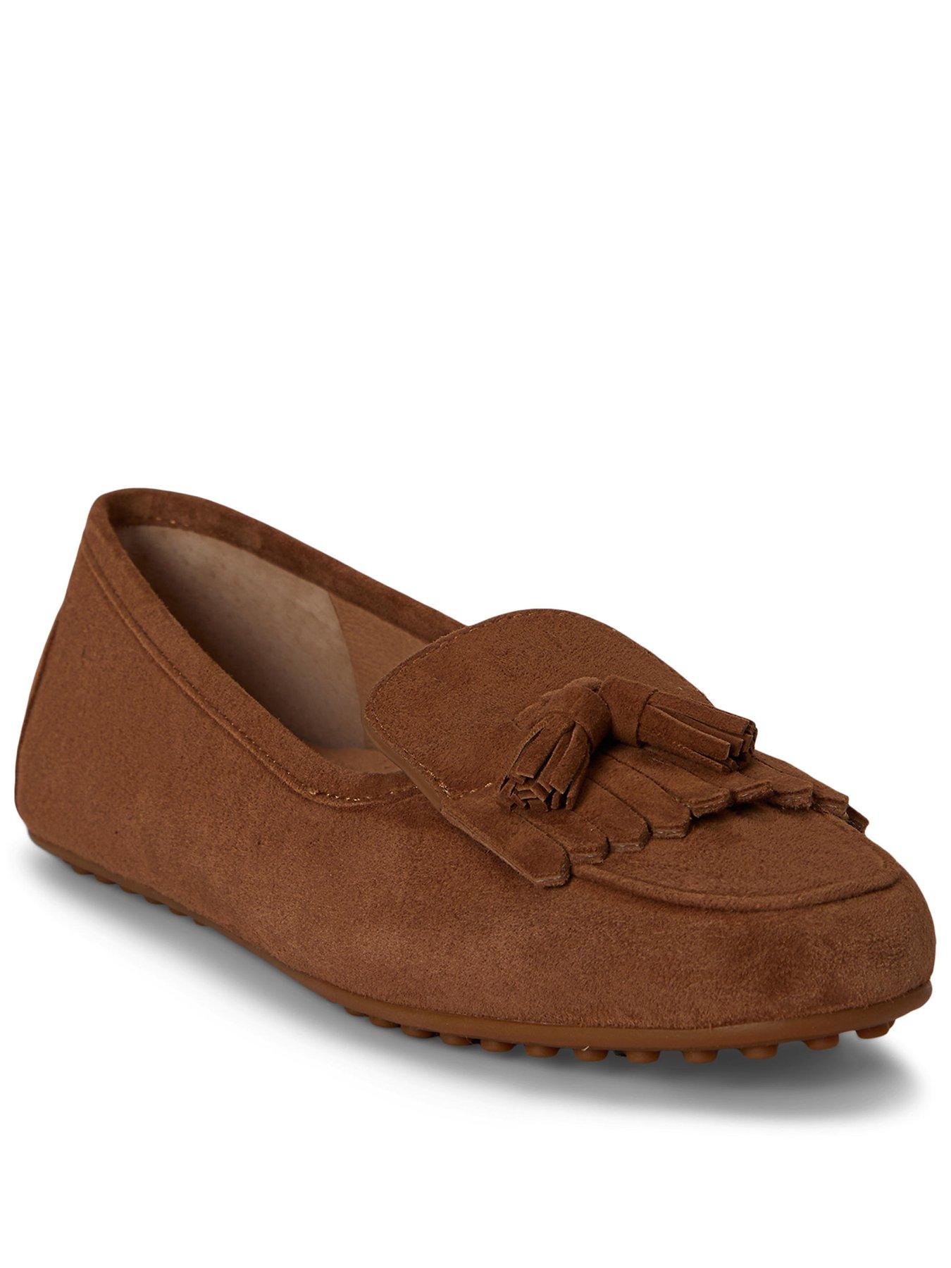 Image 1 of 4 of Lauren by Ralph Lauren Tayte Suede Flat Shoes - Brown
