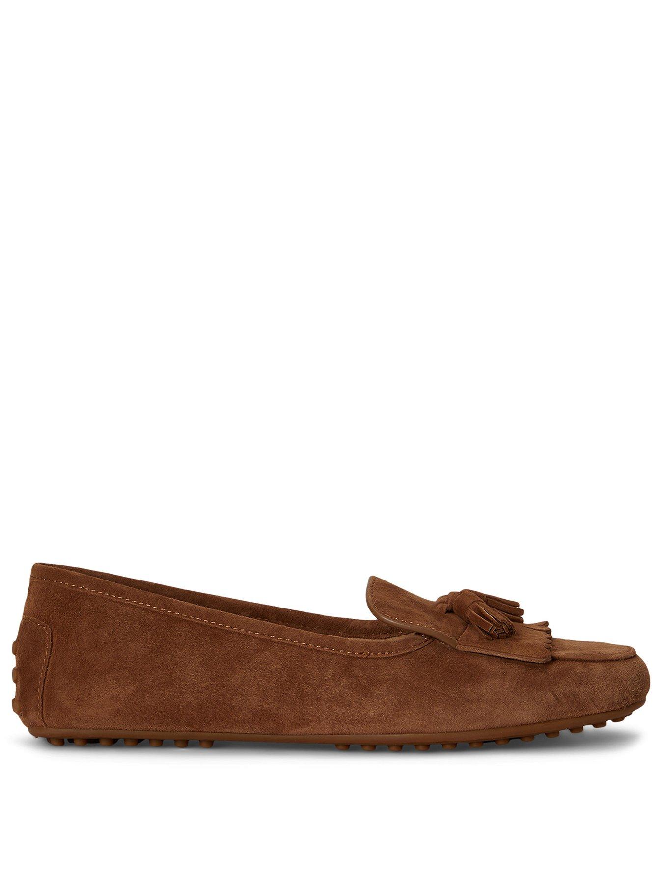 Image 2 of 4 of Lauren by Ralph Lauren Tayte Suede Flat Shoes - Brown