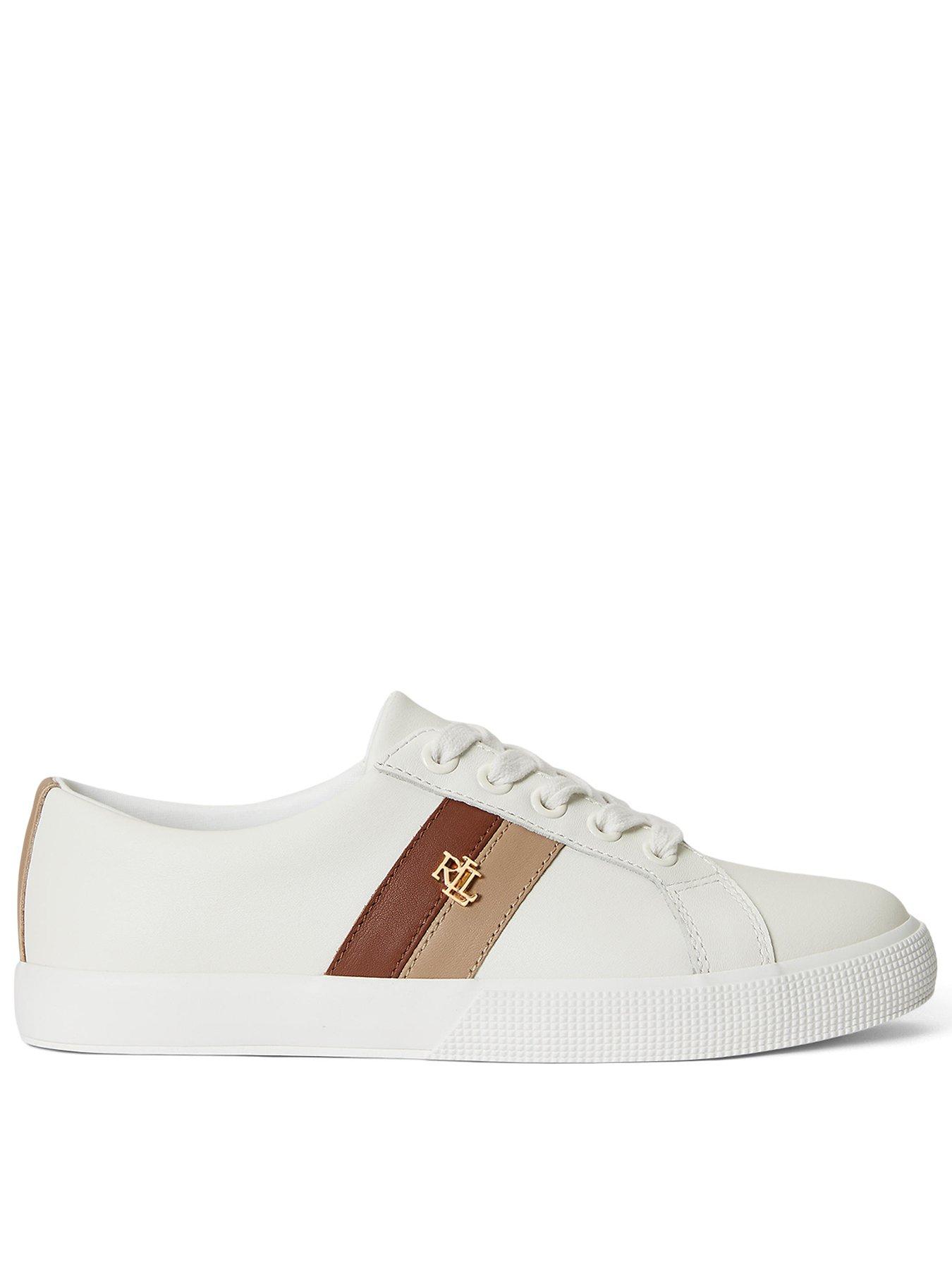 Image 1 of 4 of Lauren by Ralph Lauren Janson II Leather Trainer - Snow White/Explorer Snd/B