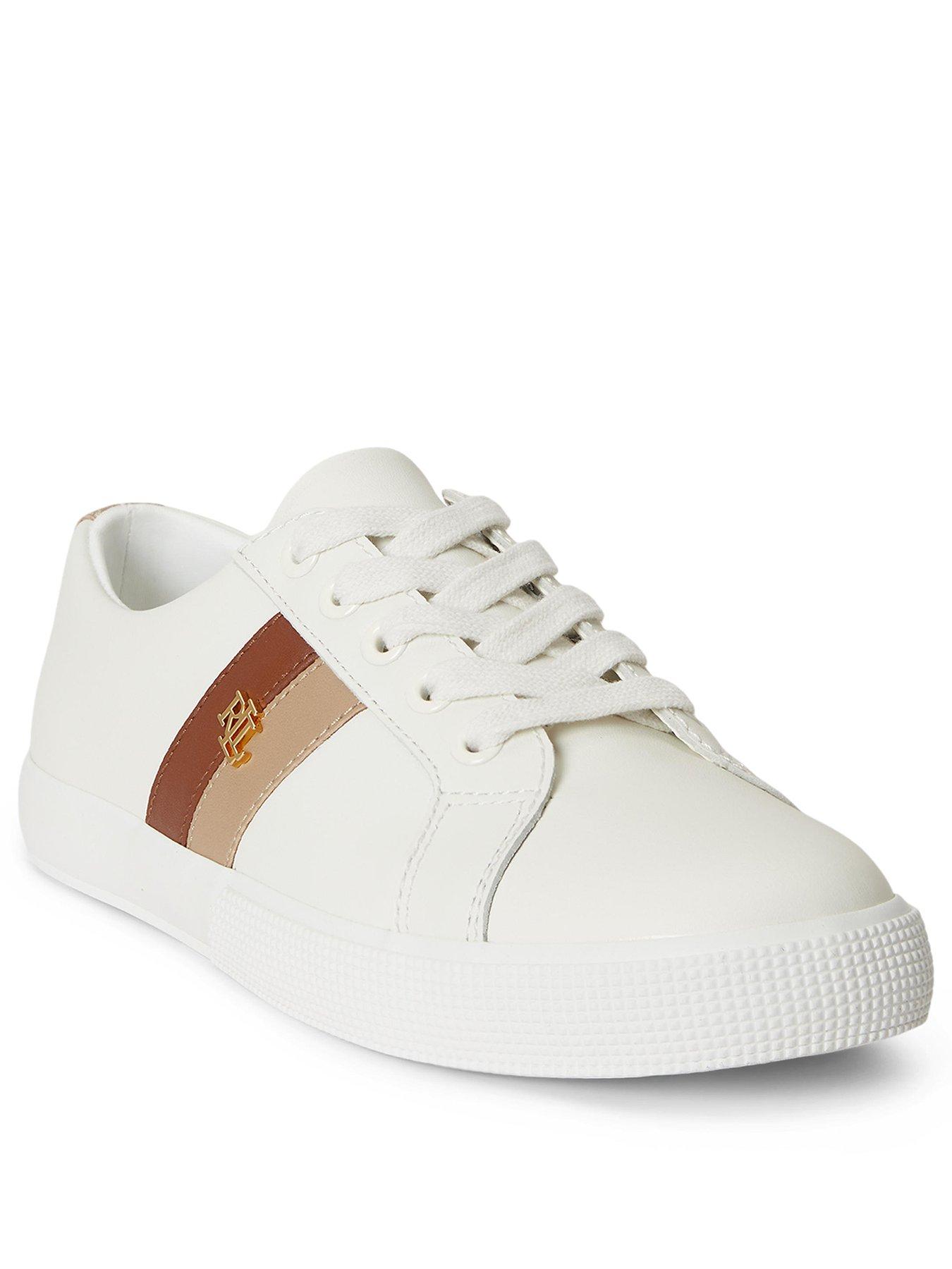 Image 2 of 4 of Lauren by Ralph Lauren Janson II Leather Trainer - Snow White/Explorer Snd/B