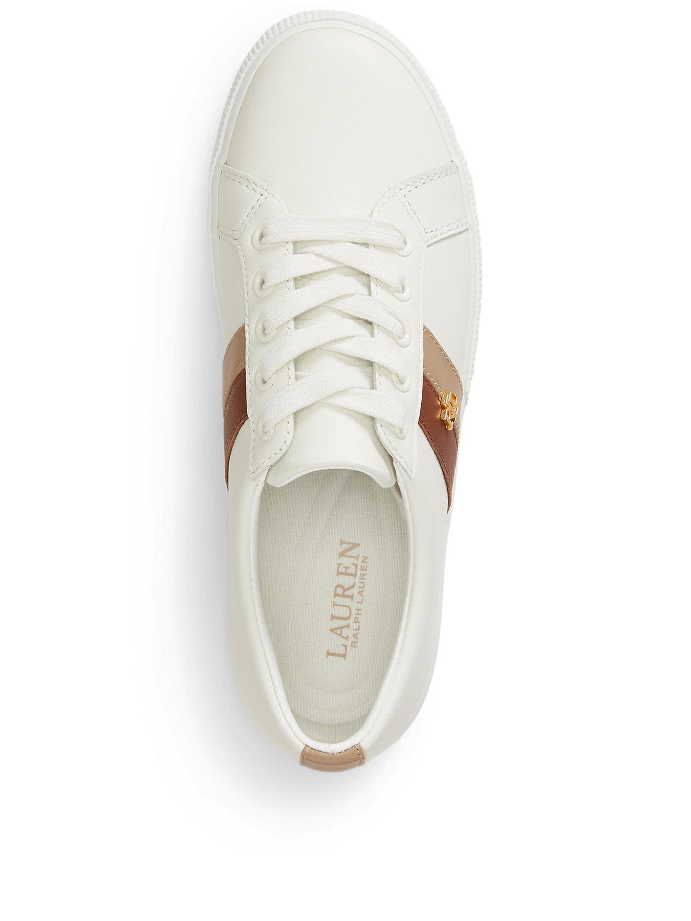 Image 3 of 4 of Lauren by Ralph Lauren Janson II Leather Trainer - Snow White/Explorer Snd/B