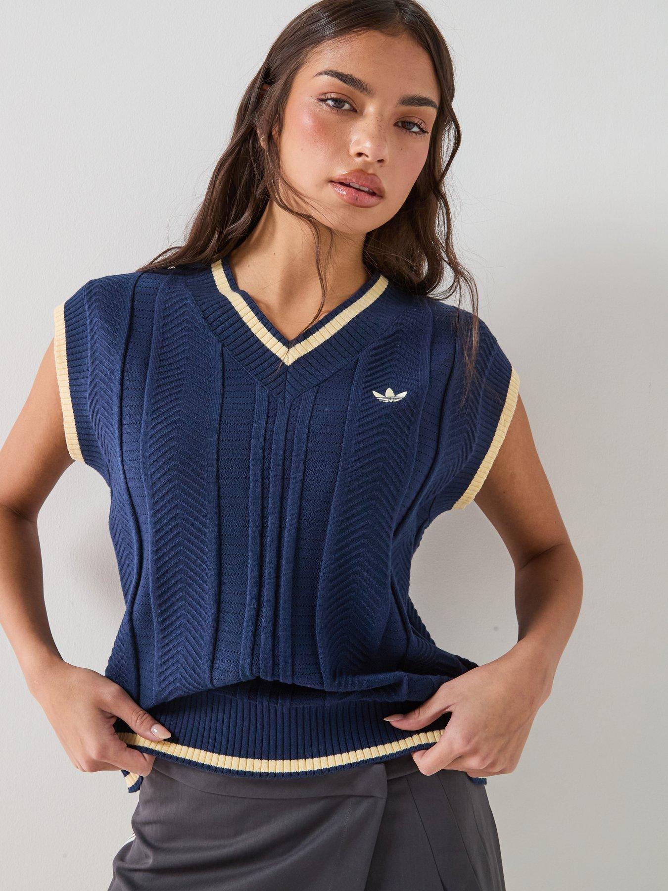 Adidas Originals Womens Cable Knit Vest - Blue